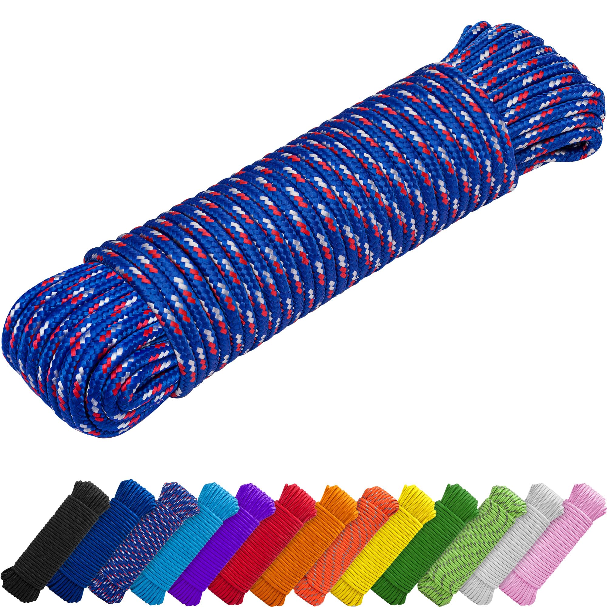 Rope Polypropylene 3/8" 90 ft Blue Red White - image 1
