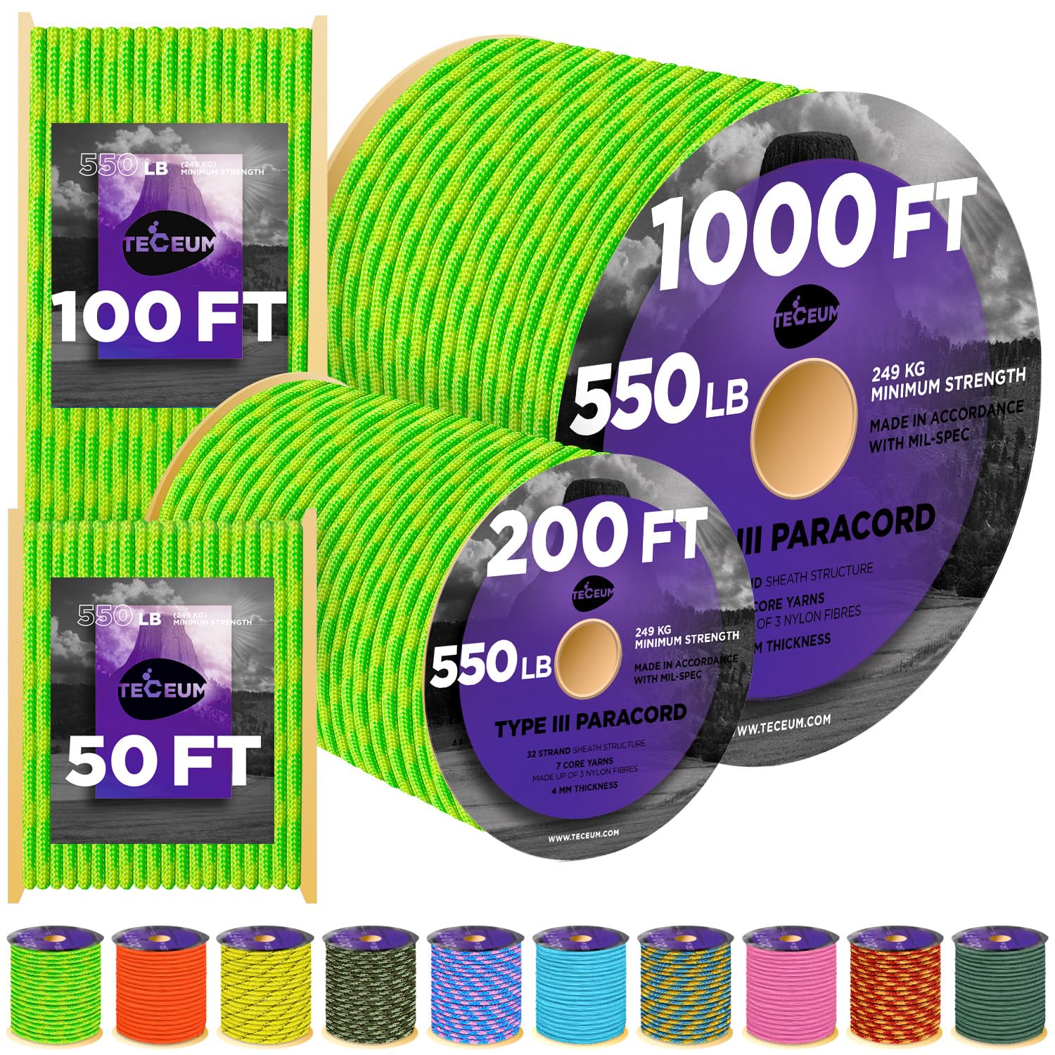 Paracord III 550 DayGlow – 200 ft - image 1