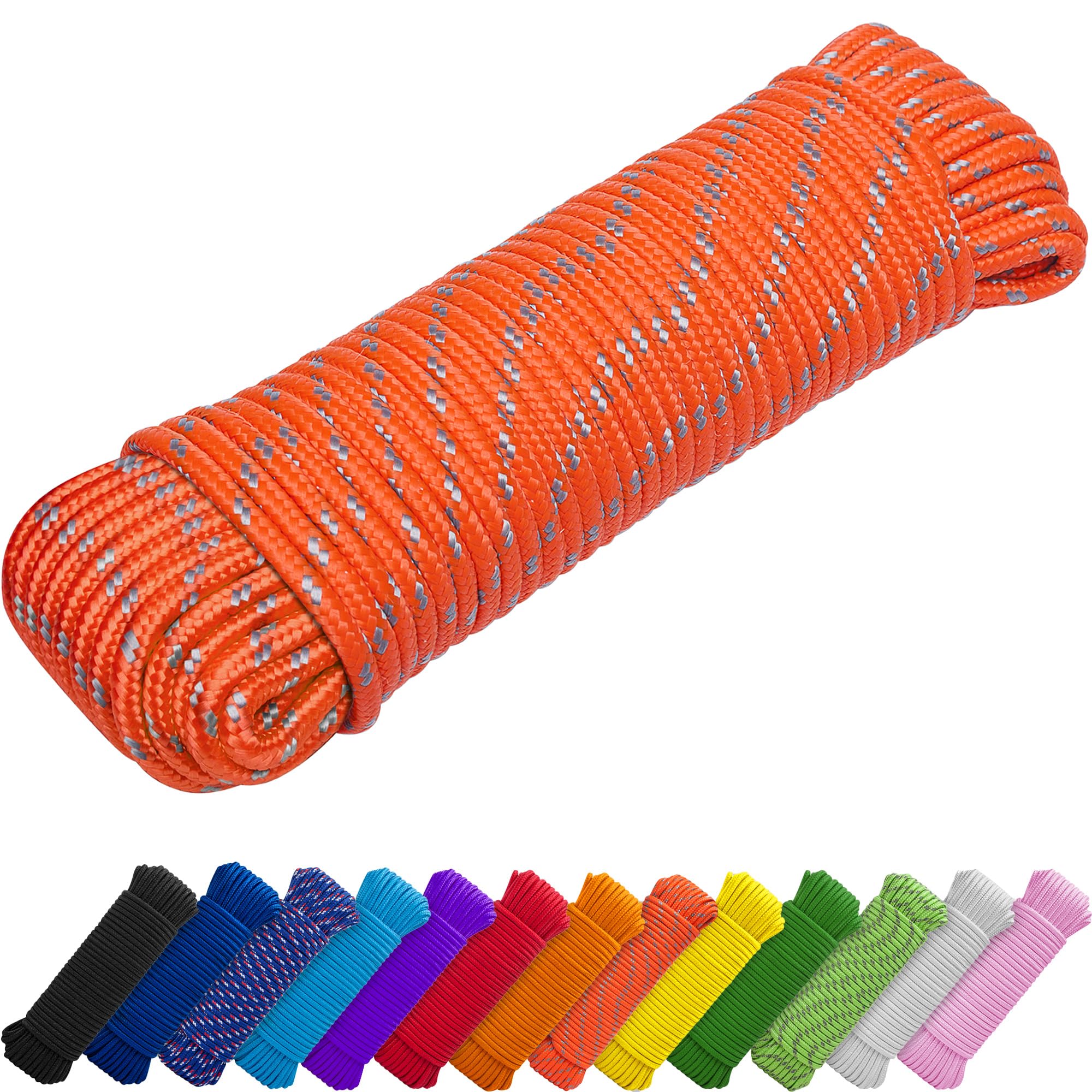 Rope Polypropylene 1/4" 90 ft Orange Gray - image 1