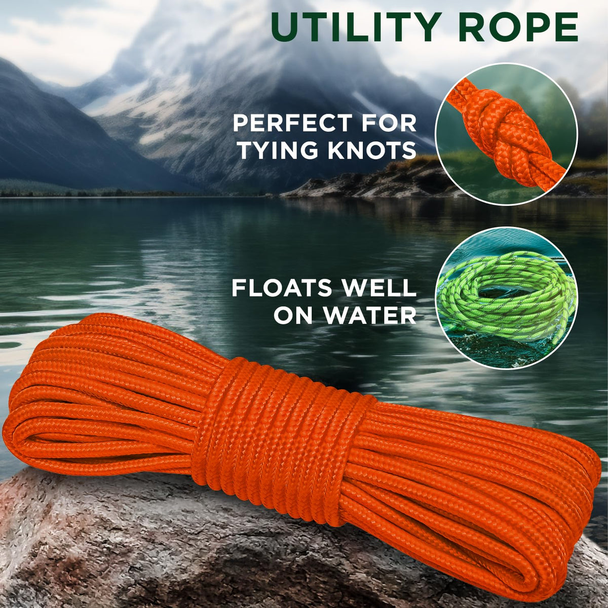 Rope Polypropylene 1/4" 150 ft Orange - image 3
