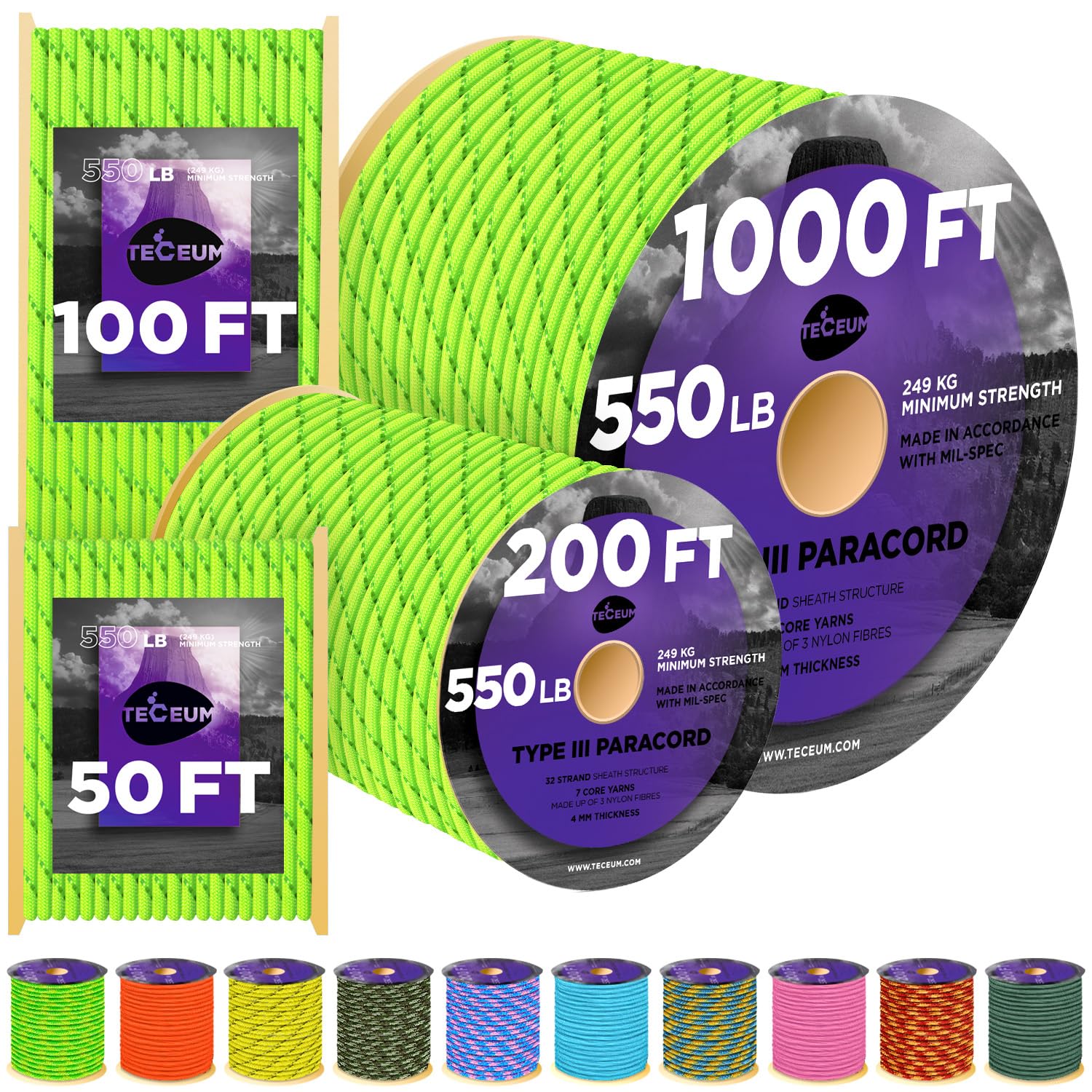 Paracord III 550 Reflective Fluo – 200 ft - image 1