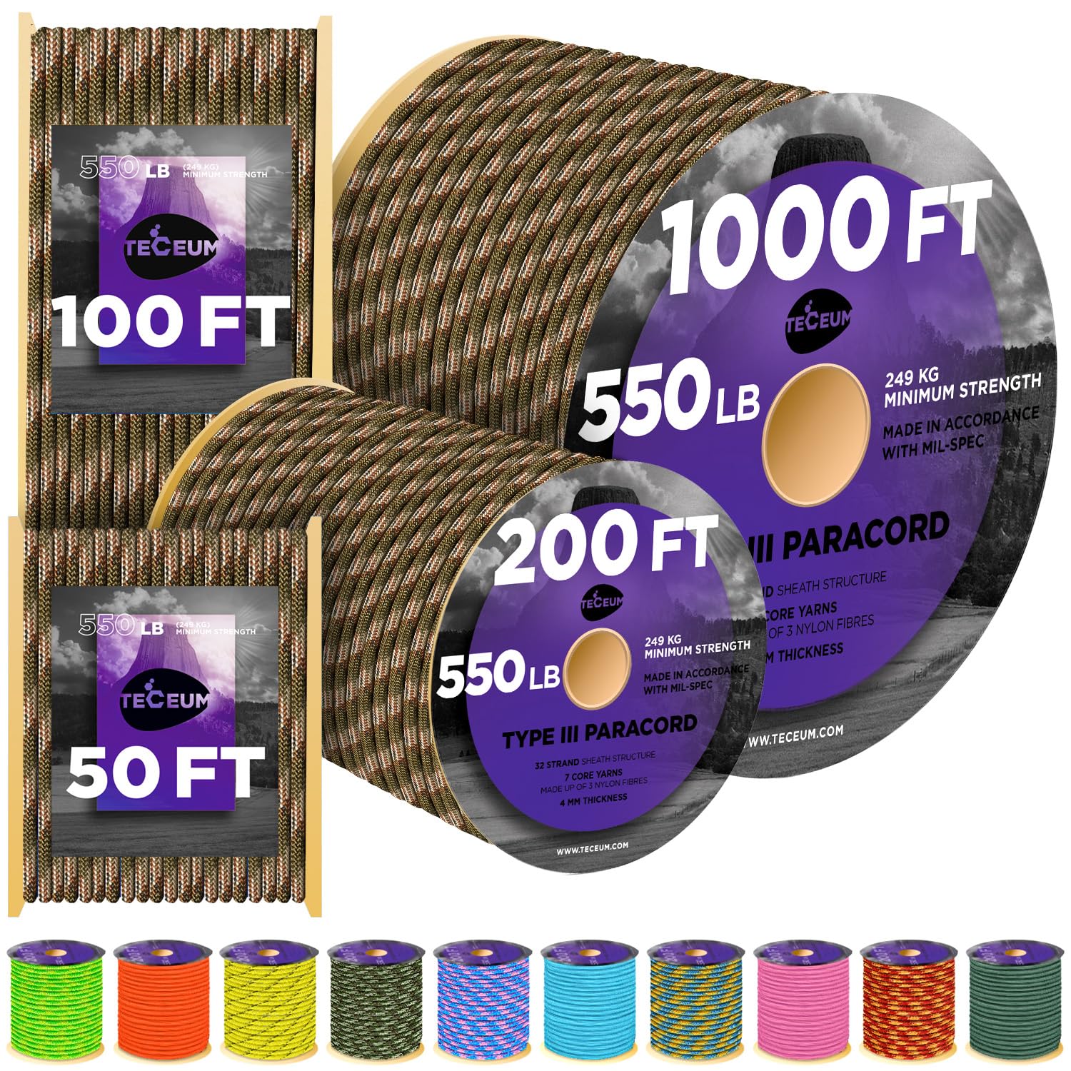 Paracord III 550 Fall Camo – 100 ft - image 1