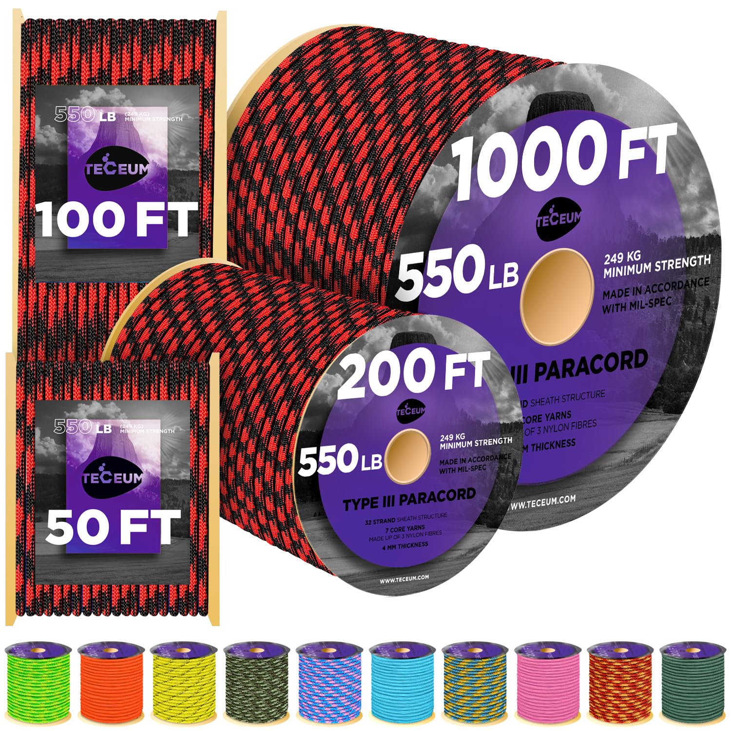 Paracord III 550 Black Widow – 1000 ft - image 1