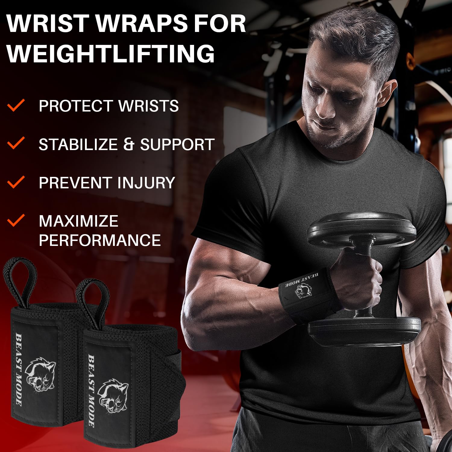 Wrist Wraps – Beast Mode – Black – 12 - image 2