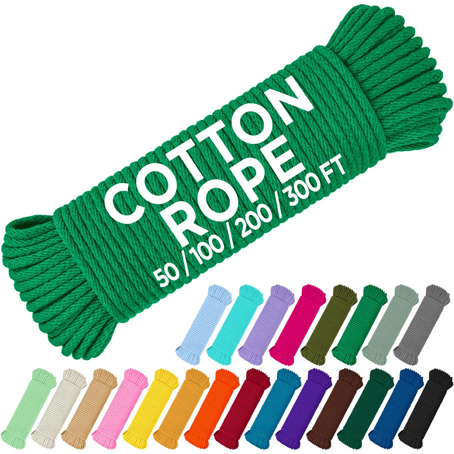 Rope Cotton 3/16" 50 ft Green - image 1
