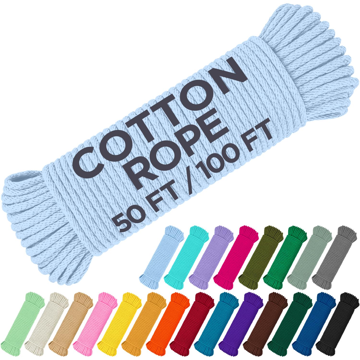 Rope Cotton 3/16" 50 ft Baby Blue - image 1
