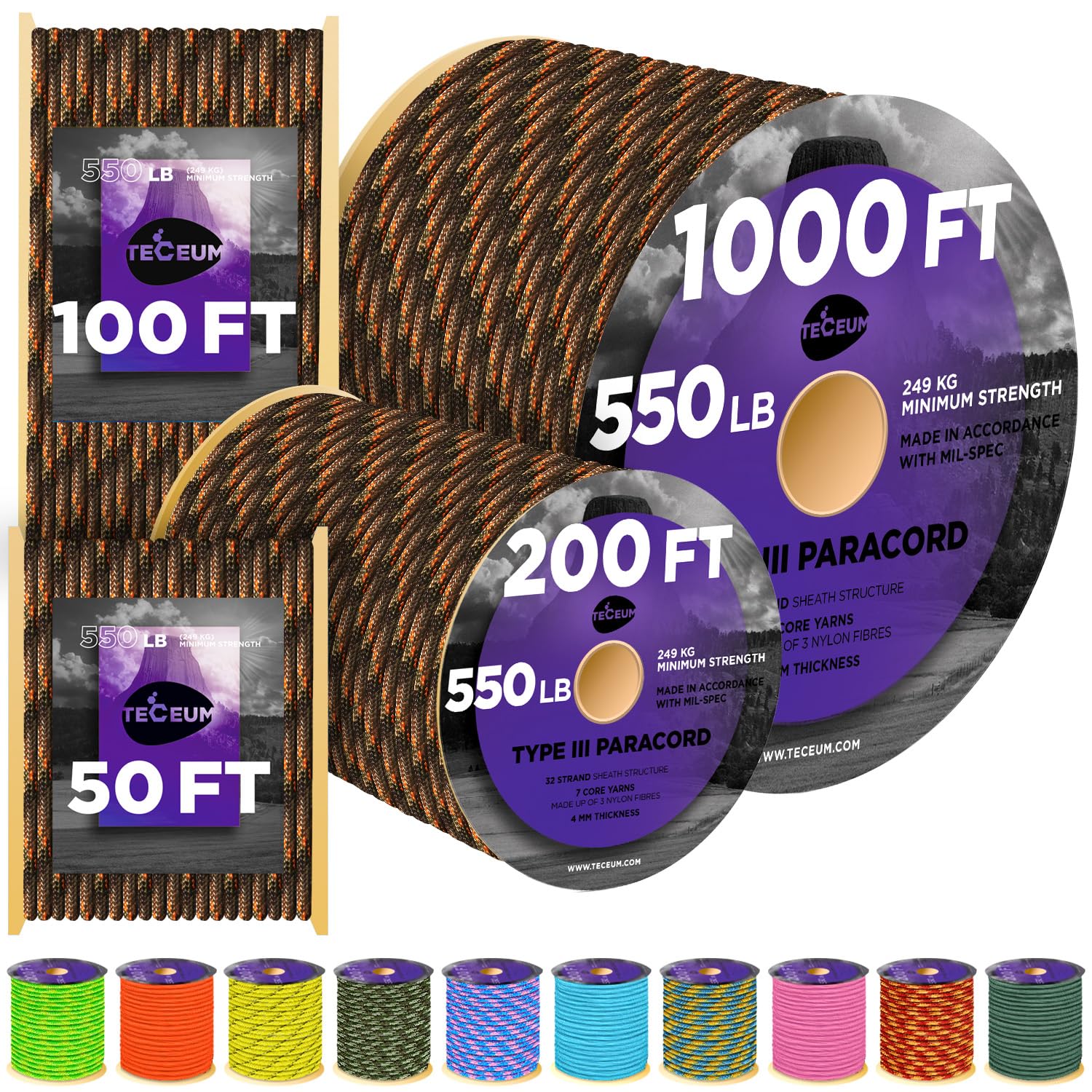 Paracord III 550 Woodland Camo – 50 ft - image 1