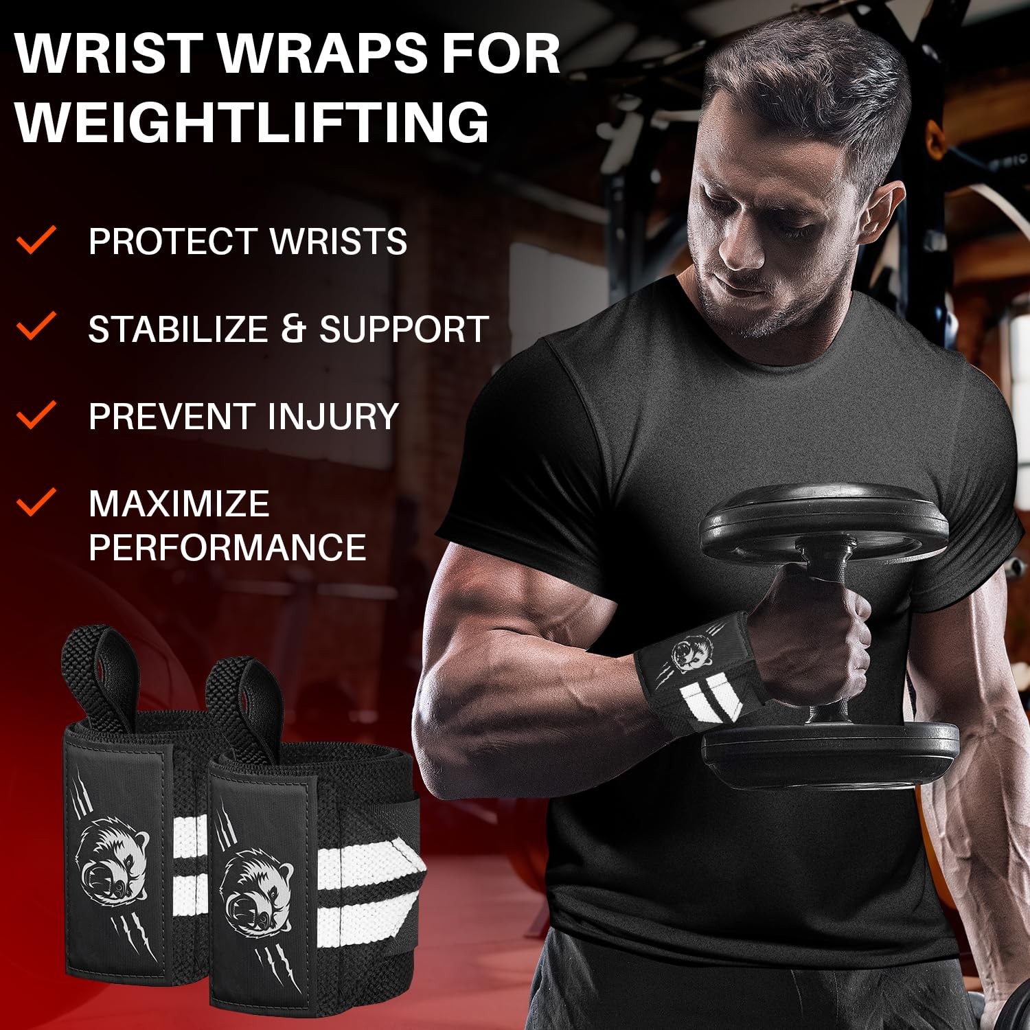 Wrist Wraps – Grizzly – Black and White – 12 - image 2