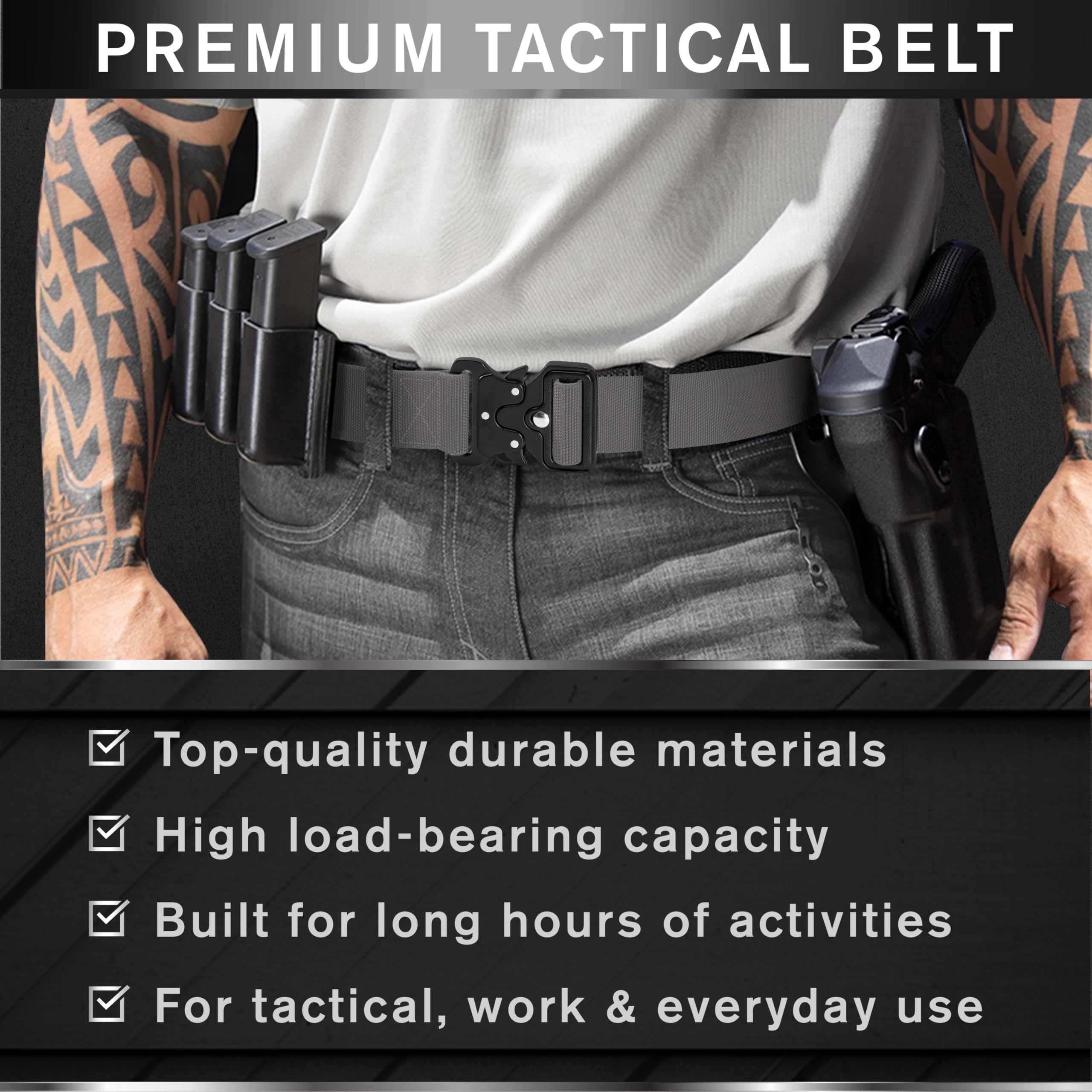 Tactical Belt – Gray – B3 – L - image 2