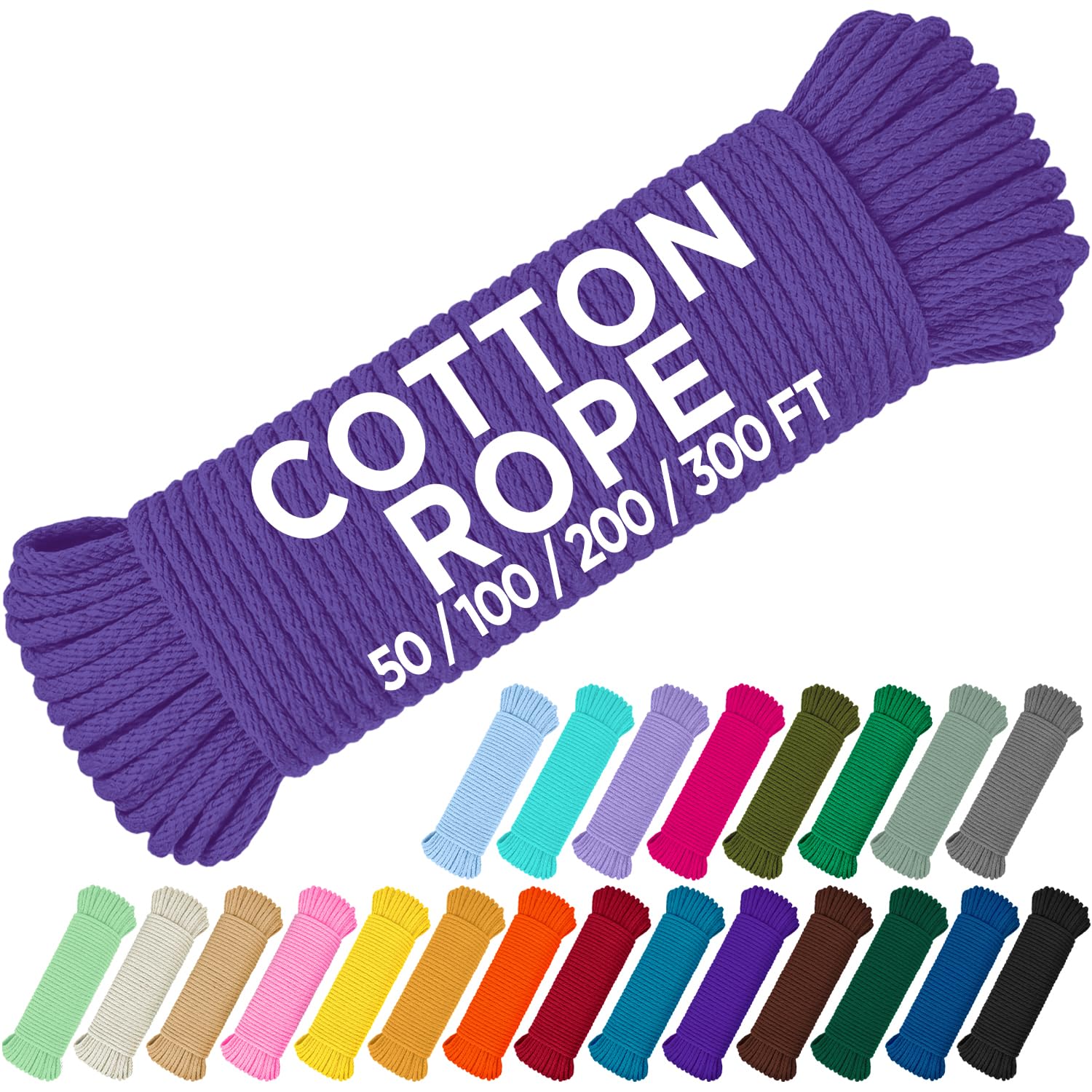 Rope Cotton 3/16" 100 ft Purple - image 1