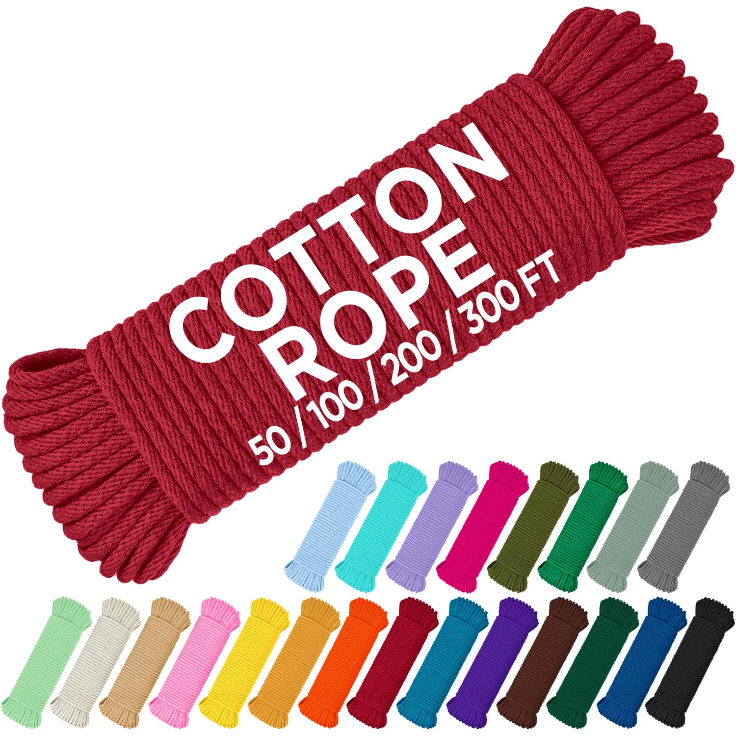 Rope Cotton 3/16" 100 ft Red - image 1