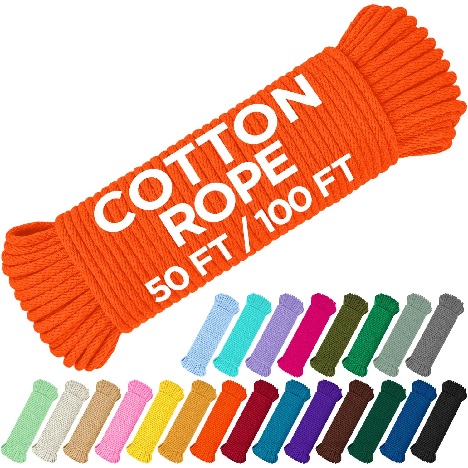 Rope Cotton 3/16" 100 ft Orange - image 1