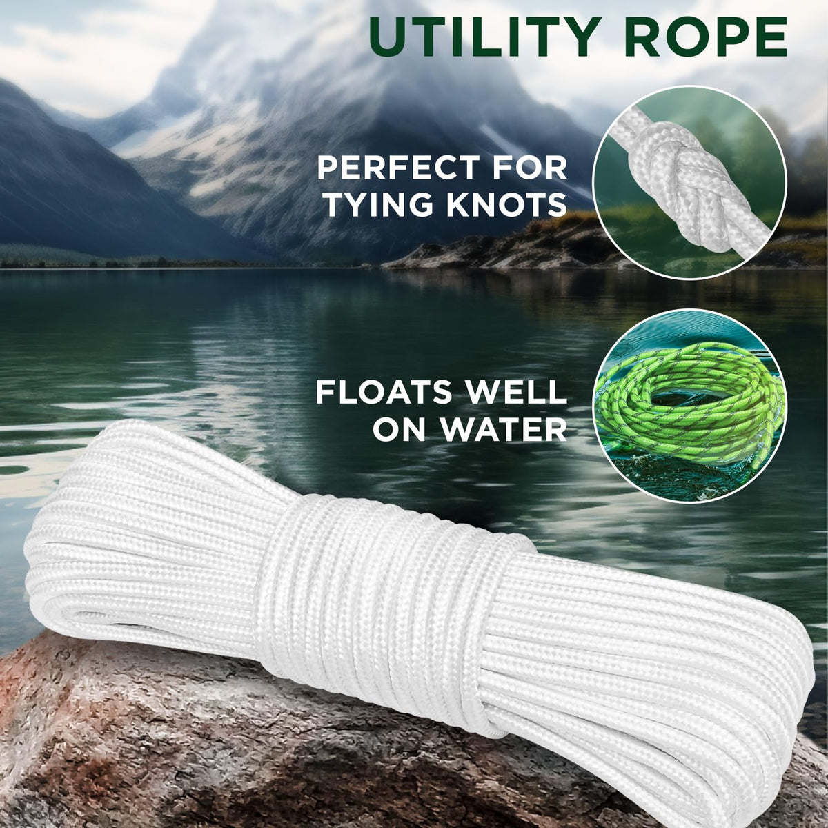 Rope Polypropylene 1/4" 90 ft White - image 3