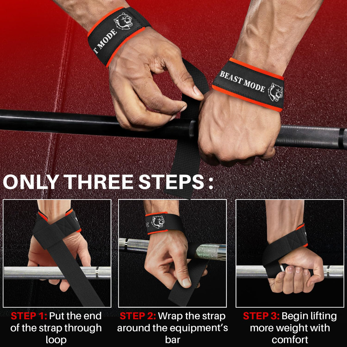 Wrist Straps – Queen of Lifts – Black and Red - image 7