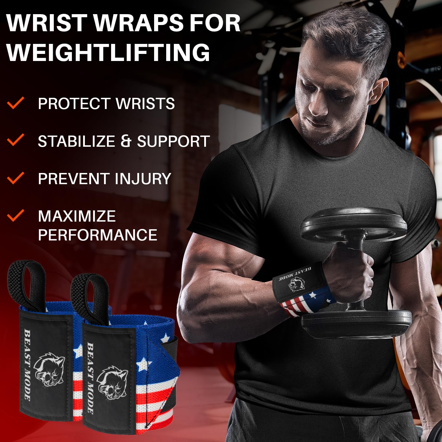 Wrist Wraps – Arms on Fire – US Flag – 18 - image 2