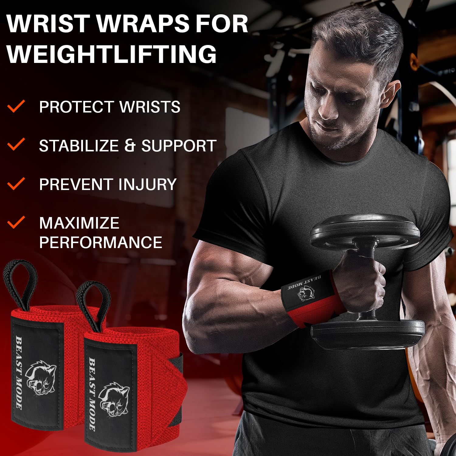 Wrist Wraps – Arms on Fire – Red – 18 - image 3