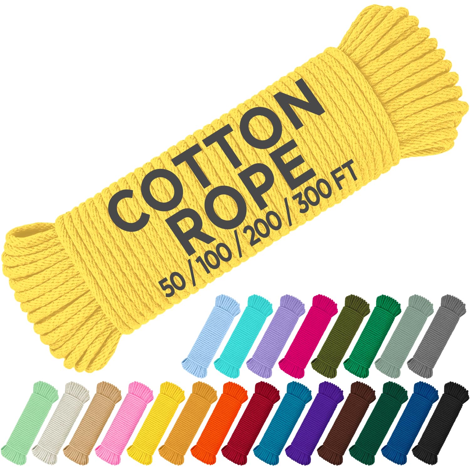 Rope Cotton 3/16" 50 ft Yellow - image 1