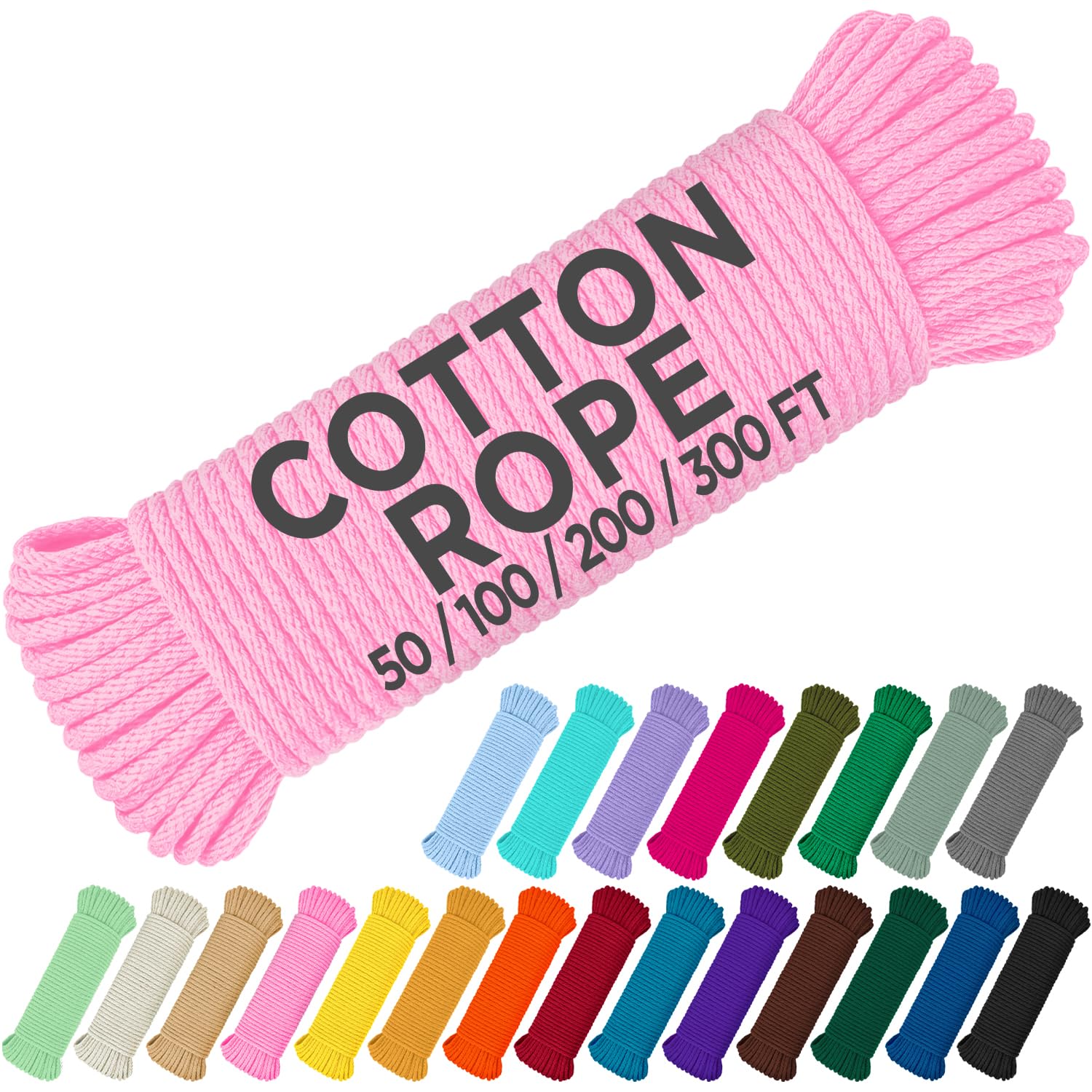 Rope Cotton 3/16" 100 ft Pink - image 1