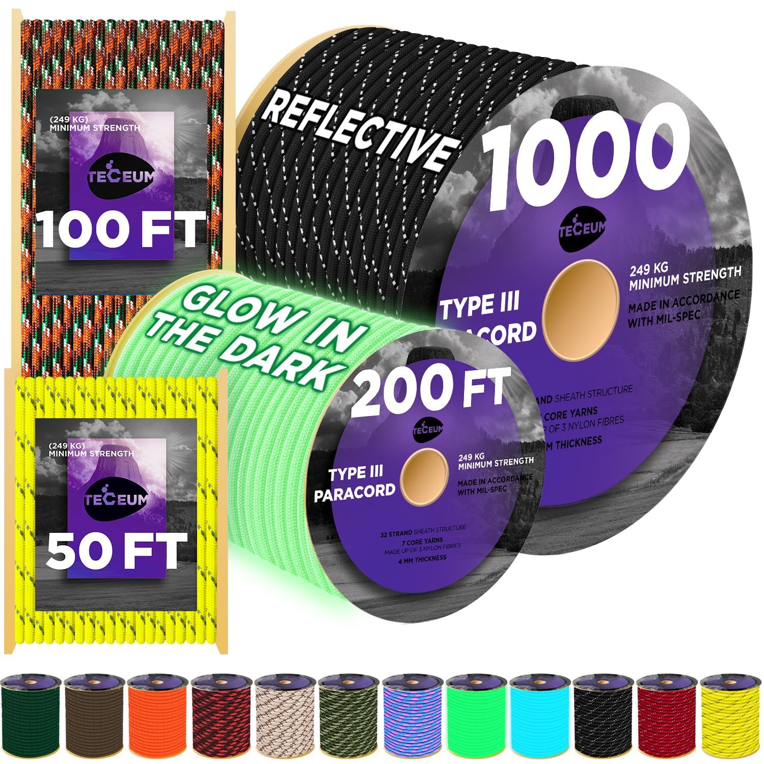 Paracord III 550 Black – 1000 ft - image 1