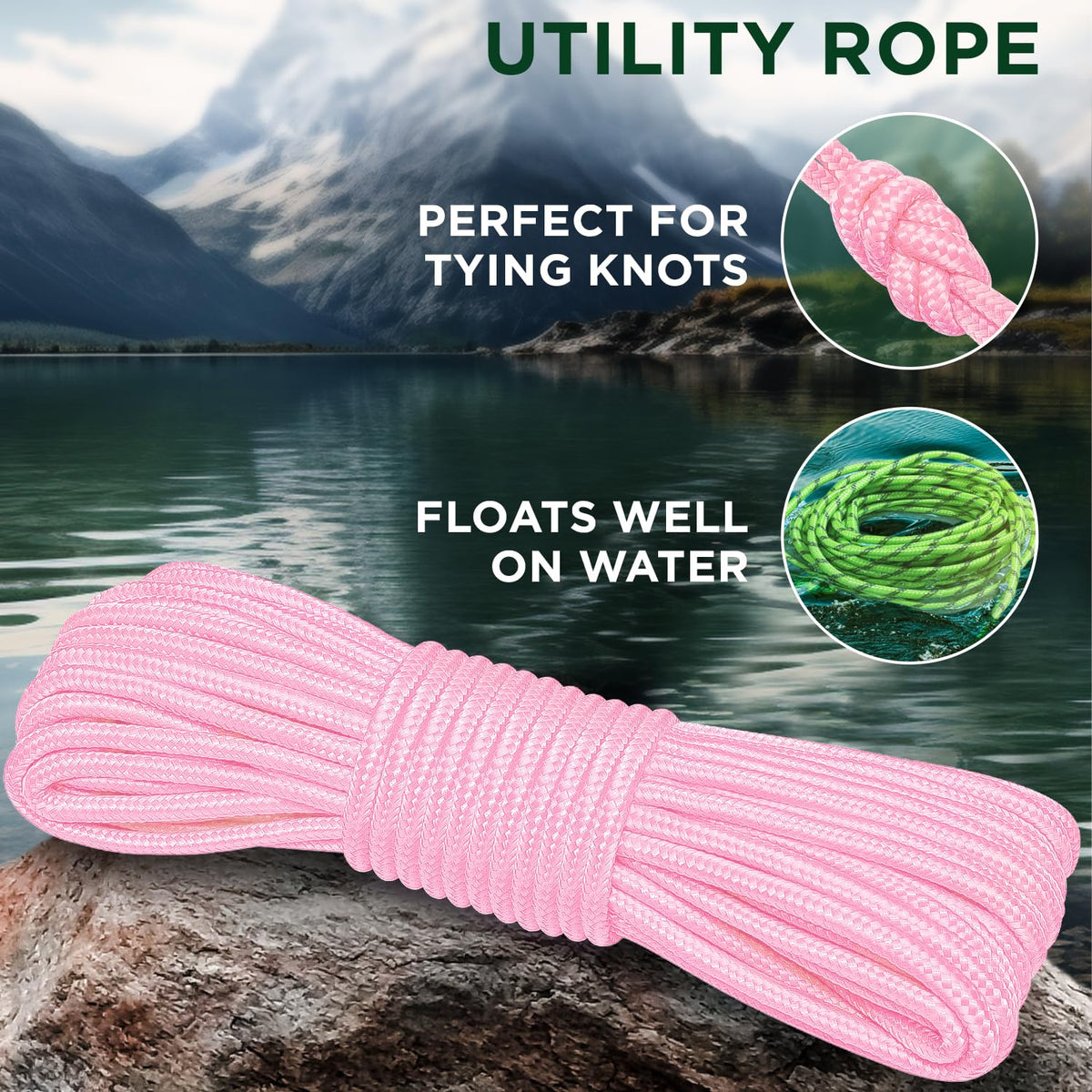 Rope Polypropylene 1/4" 90 ft Pink - image 3