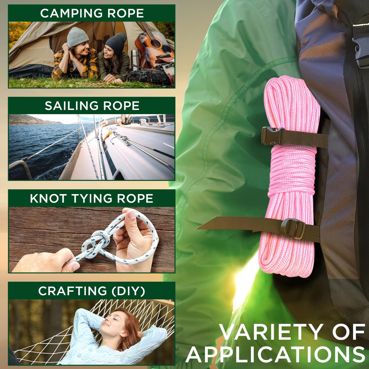 Rope Polypropylene 1/4" 90 ft Pink - image 5