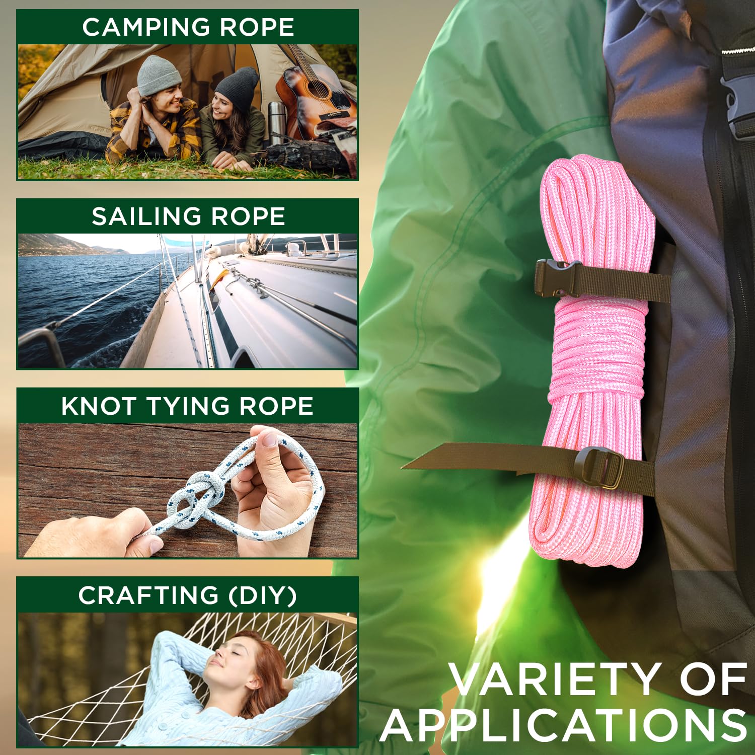 Rope Polypropylene 3/8" 90 ft Pink - image 5
