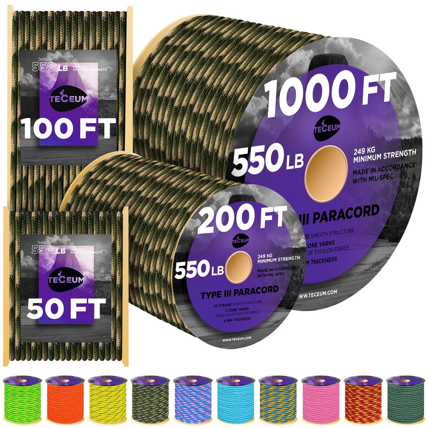Paracord III 550 Forest Camo – 50 ft - image 1