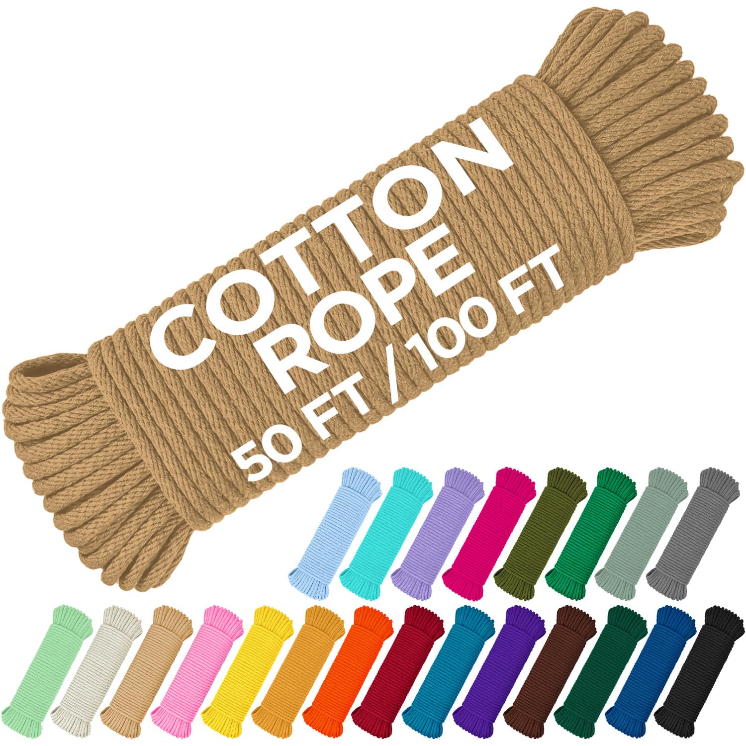 Rope Cotton 3/16" 50 ft Cappuchino - image 1