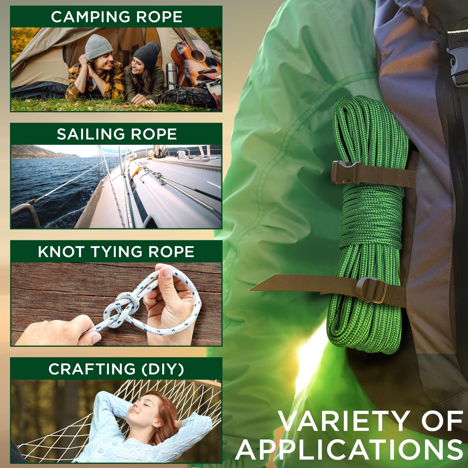 Rope Polypropylene 1/4" 150 ft Green - image 5