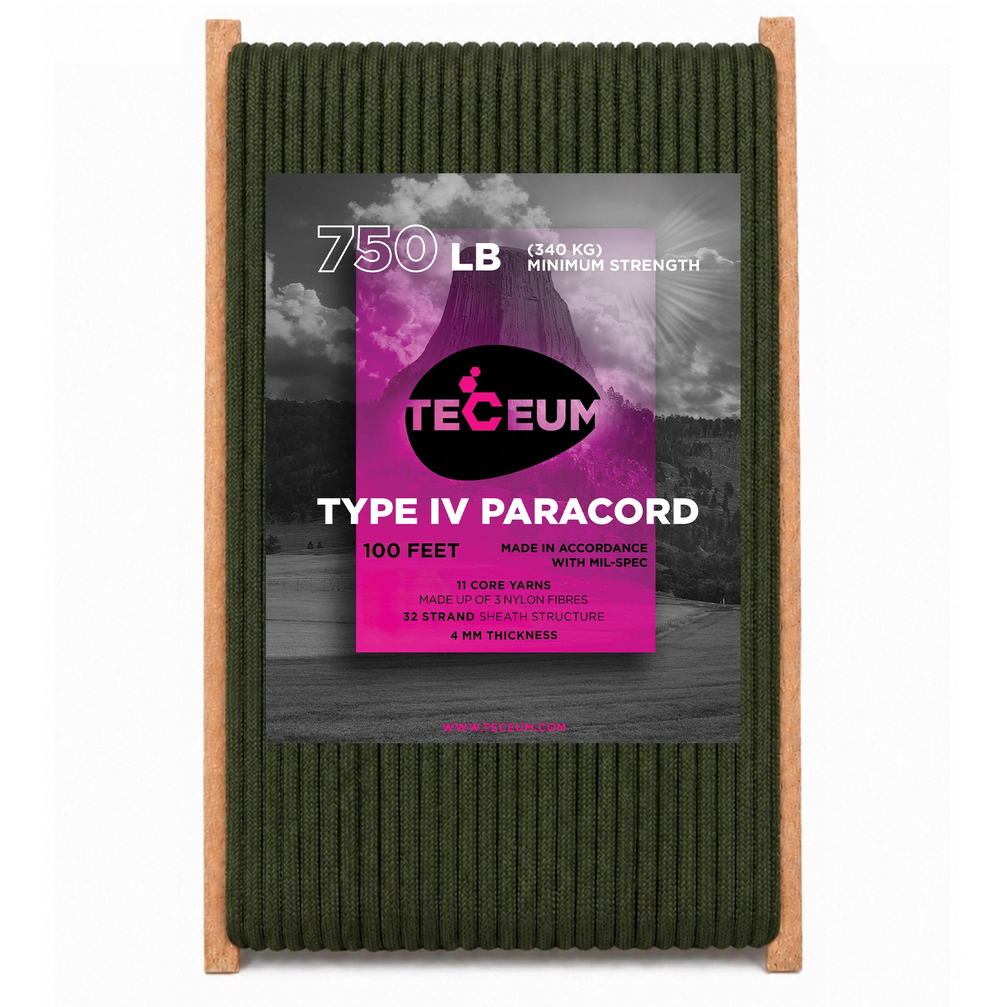 Paracord IV 750 Army Green – 100 ft - image 1