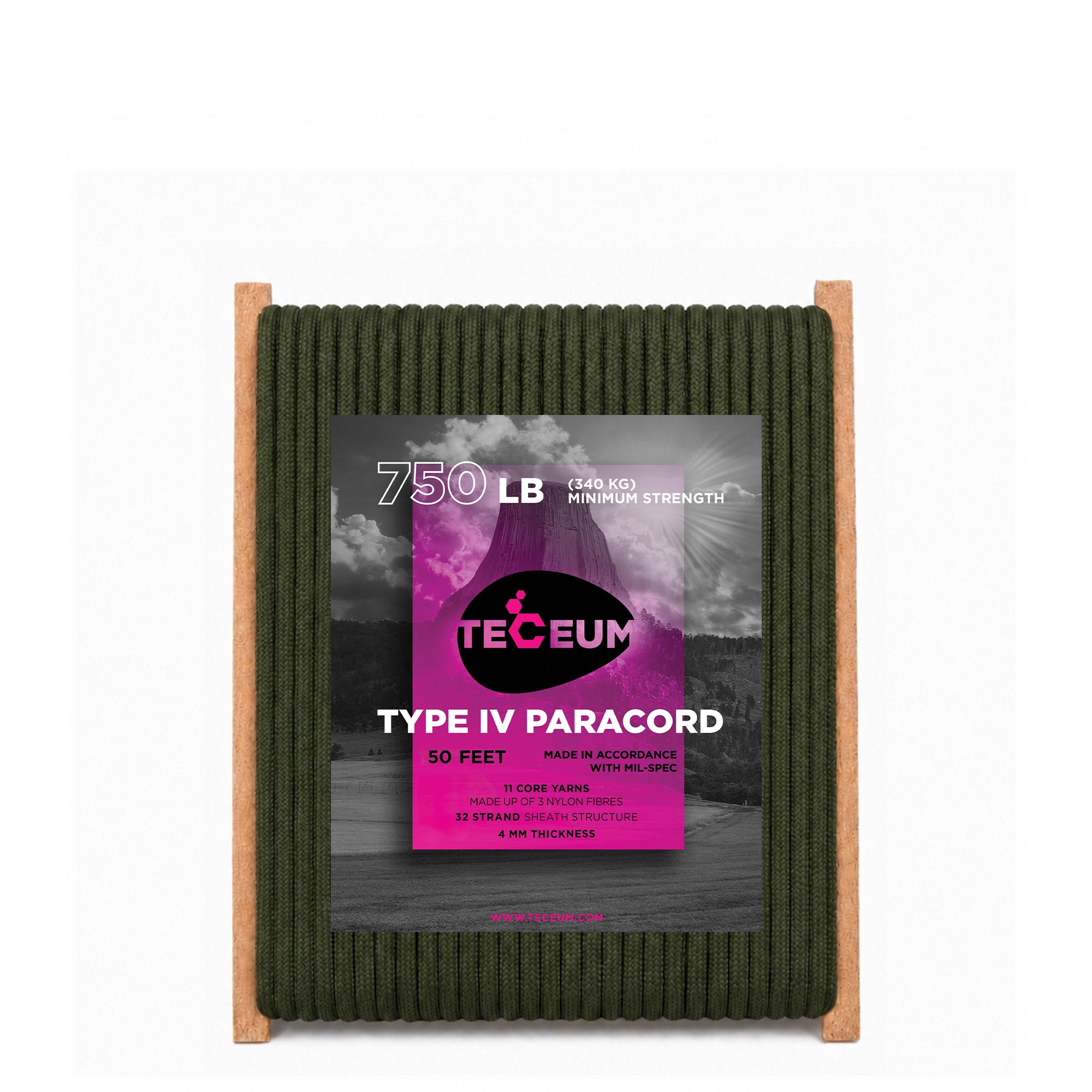 Paracord IV 750 Army Green – 50 ft - image 1