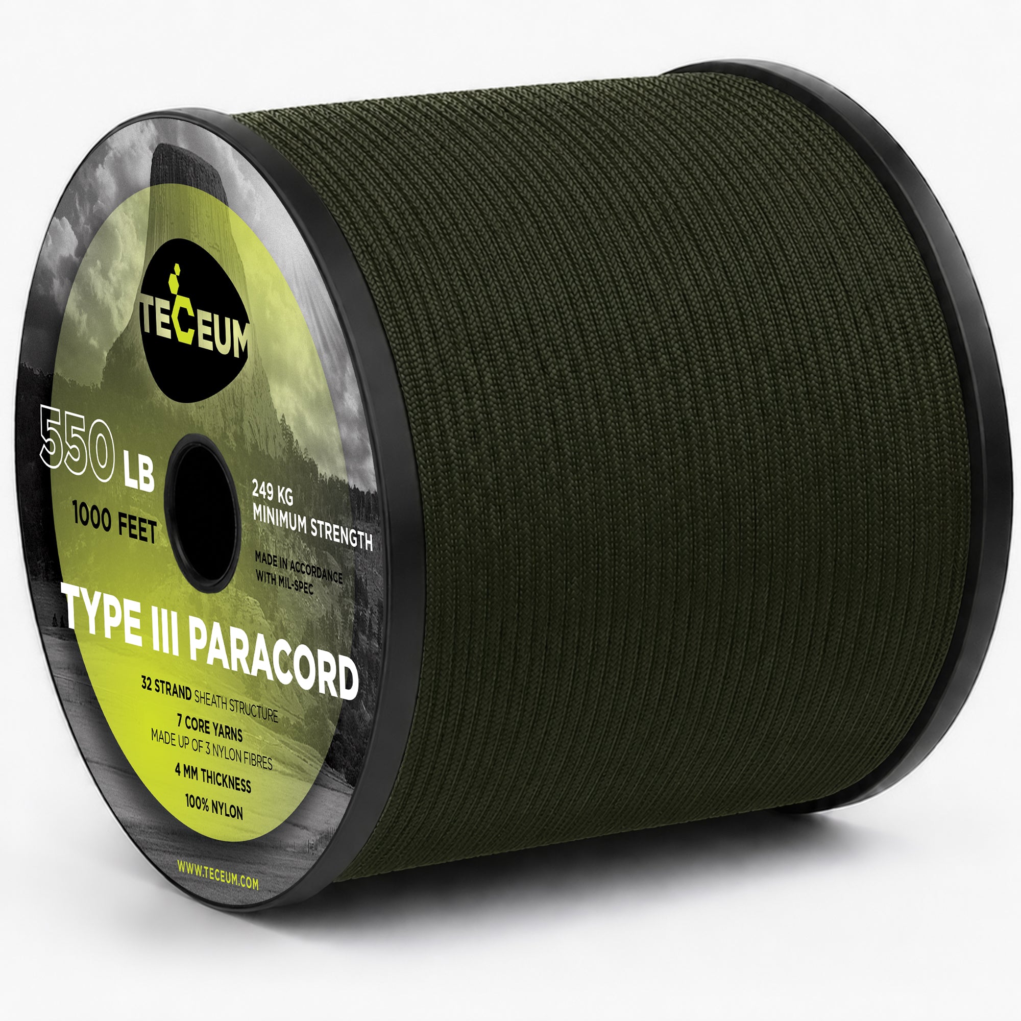 Paracord III 550 Army Green – 1000 ft - image 1
