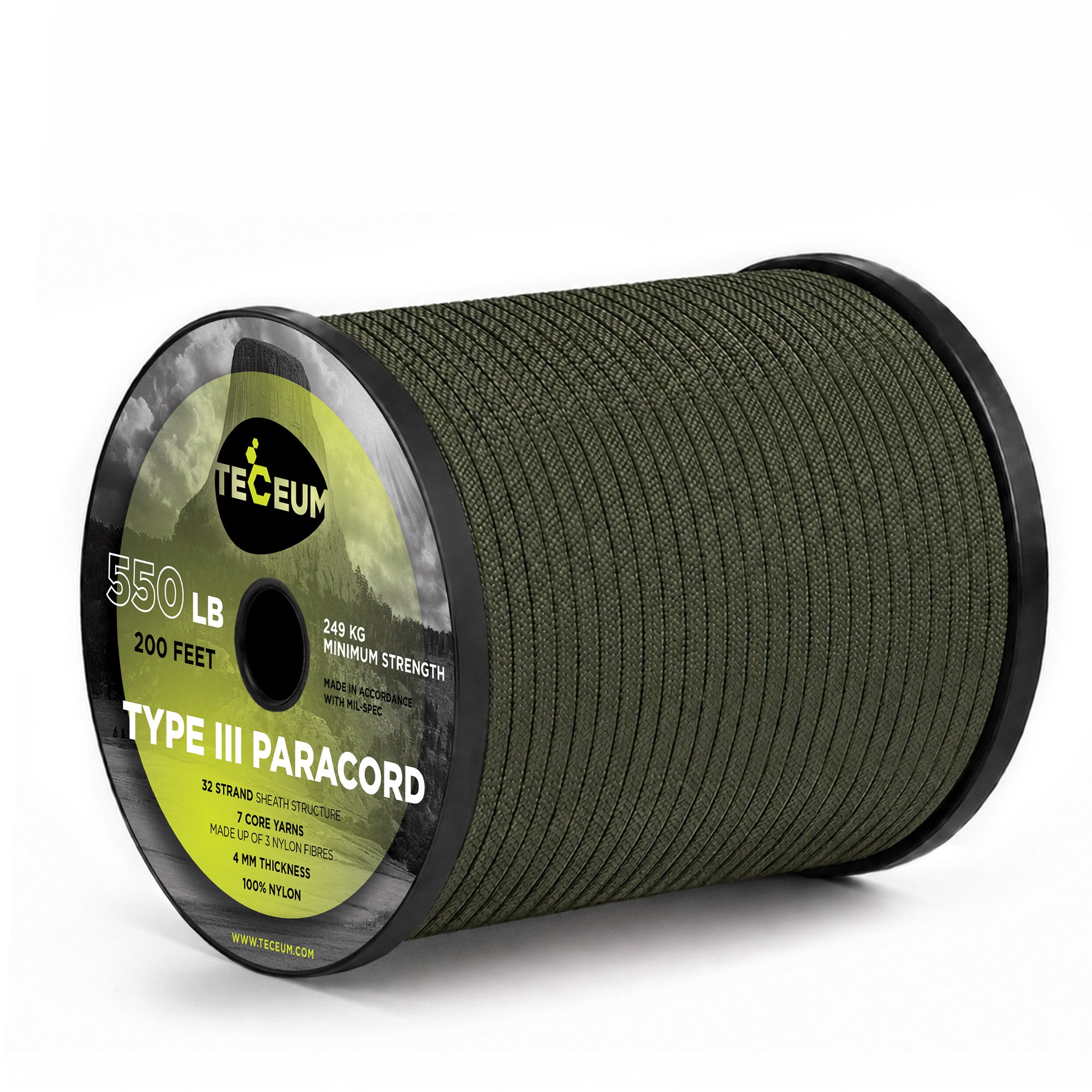 Paracord III 550 Army Green – 200 ft - image 1