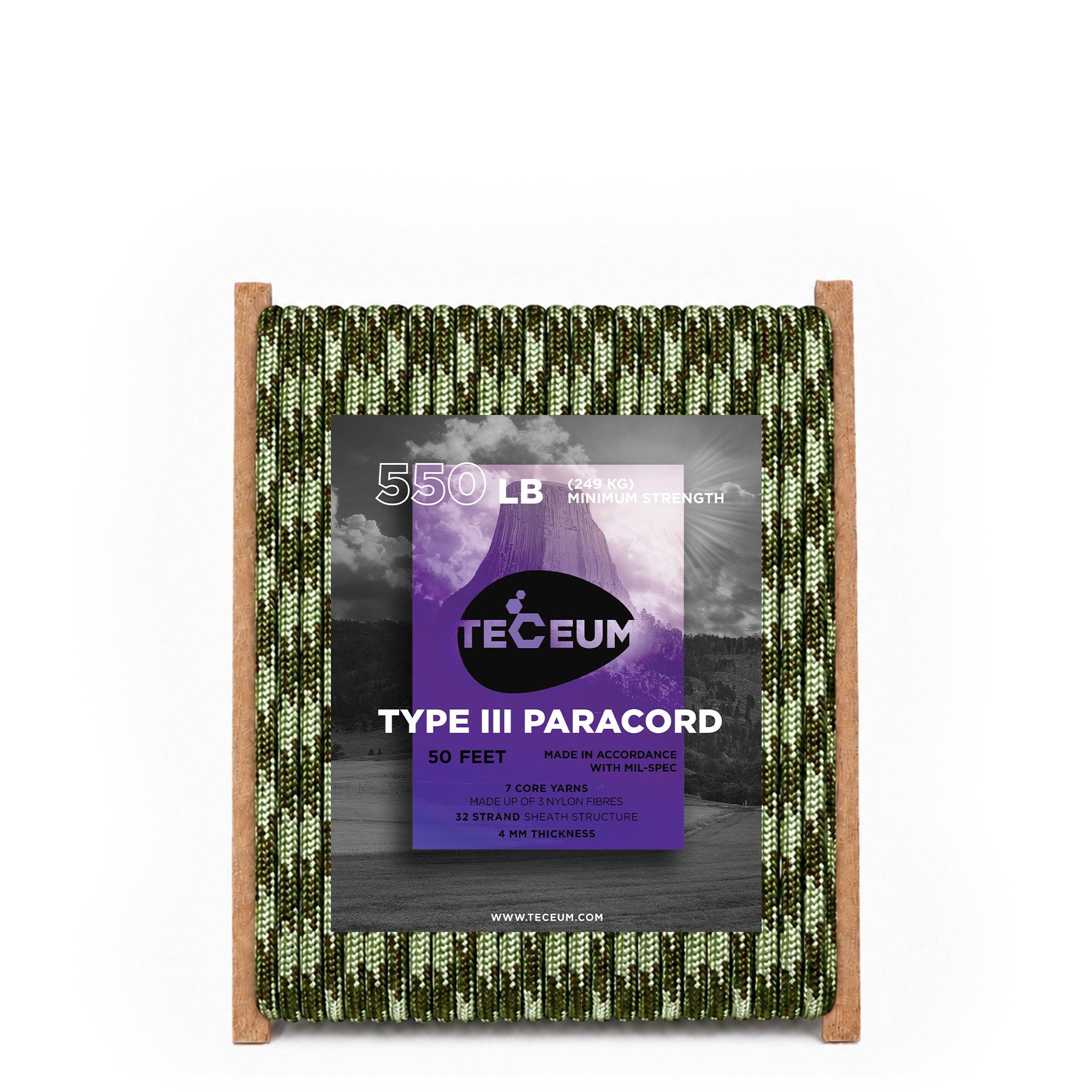 Paracord III 550 Army Green Camo – 50 ft - image 1