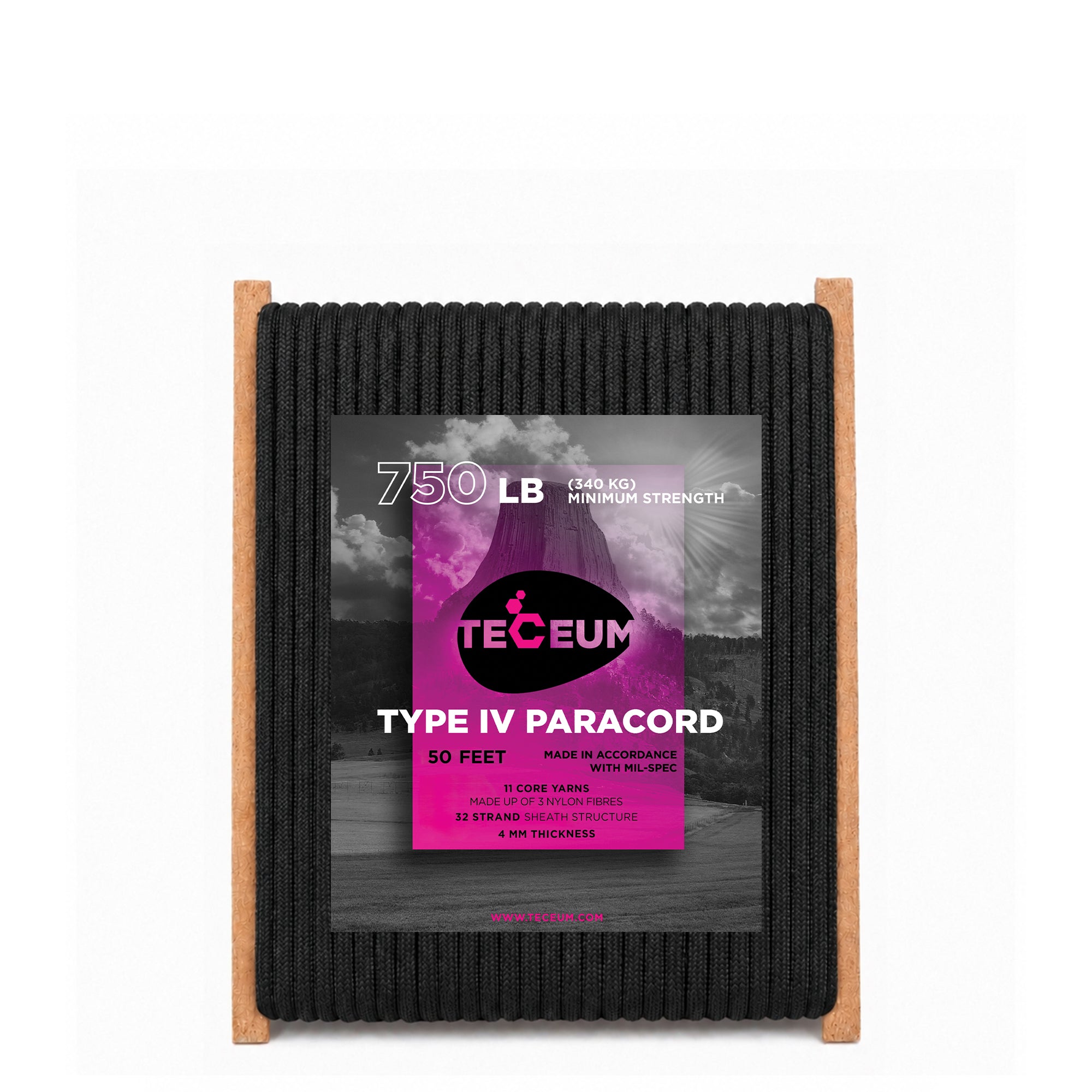Paracord IV 750 Black – 50 ft - image 1