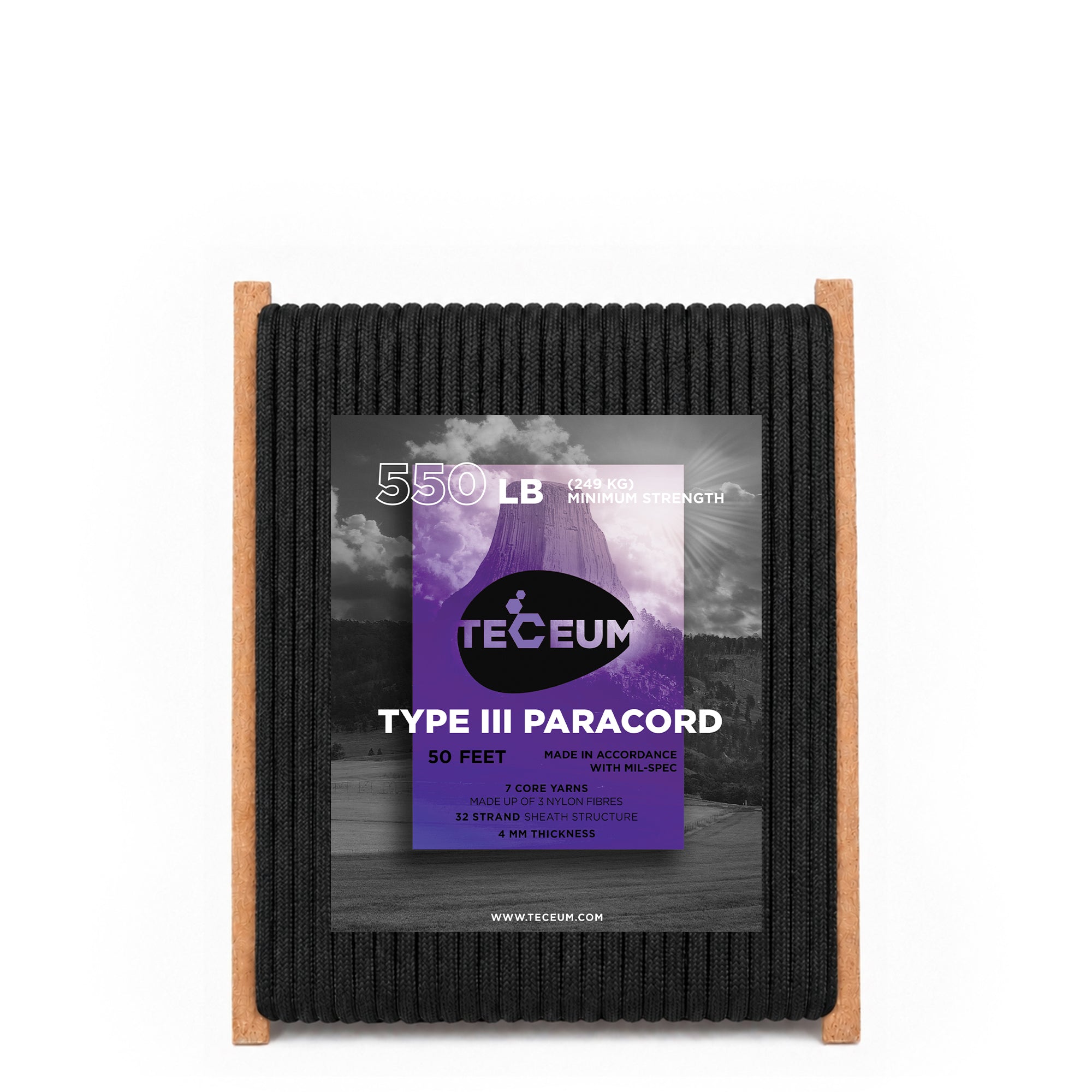 Paracord III 550 Black – 50 ft - image 1