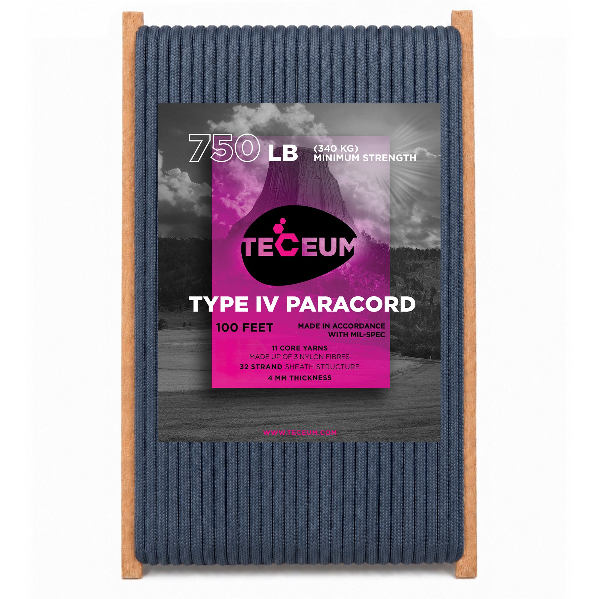 Paracord IV 750 Oil Blue – 100 ft - image 1