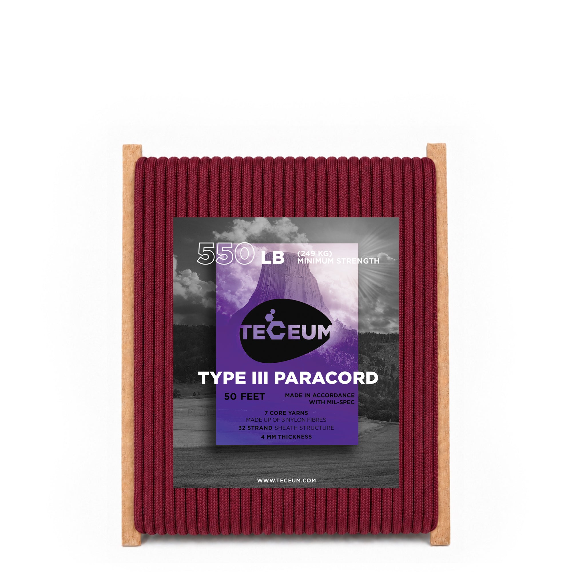 Paracord III 550 Burgundi – 50 ft - image 1