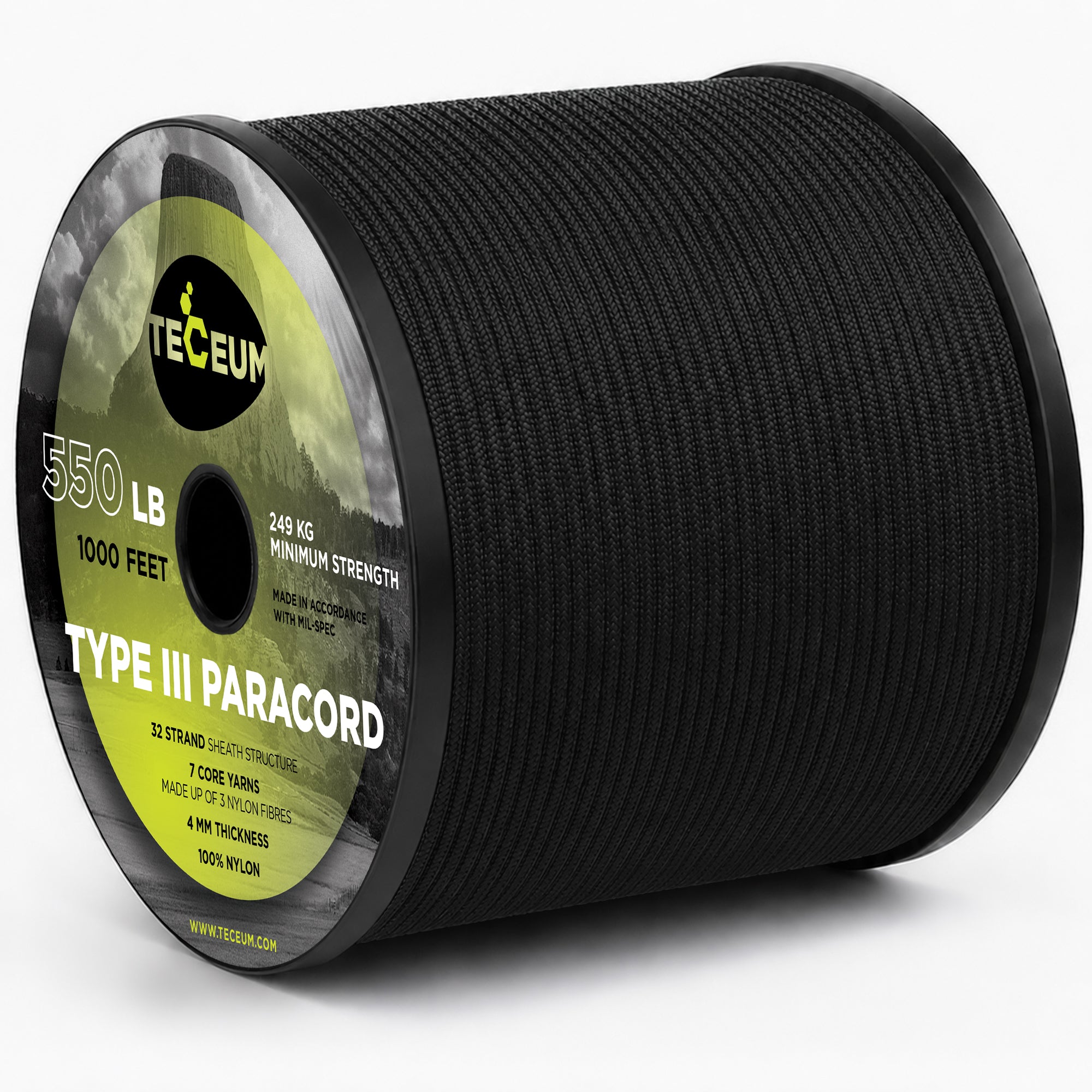 Paracord III 550 Black – 1000 ft - image 1