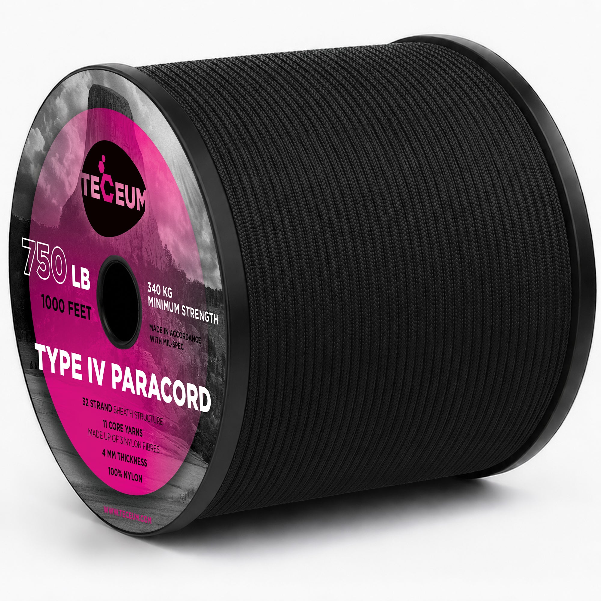 Paracord IV 750 Black – 1000 ft - image 1