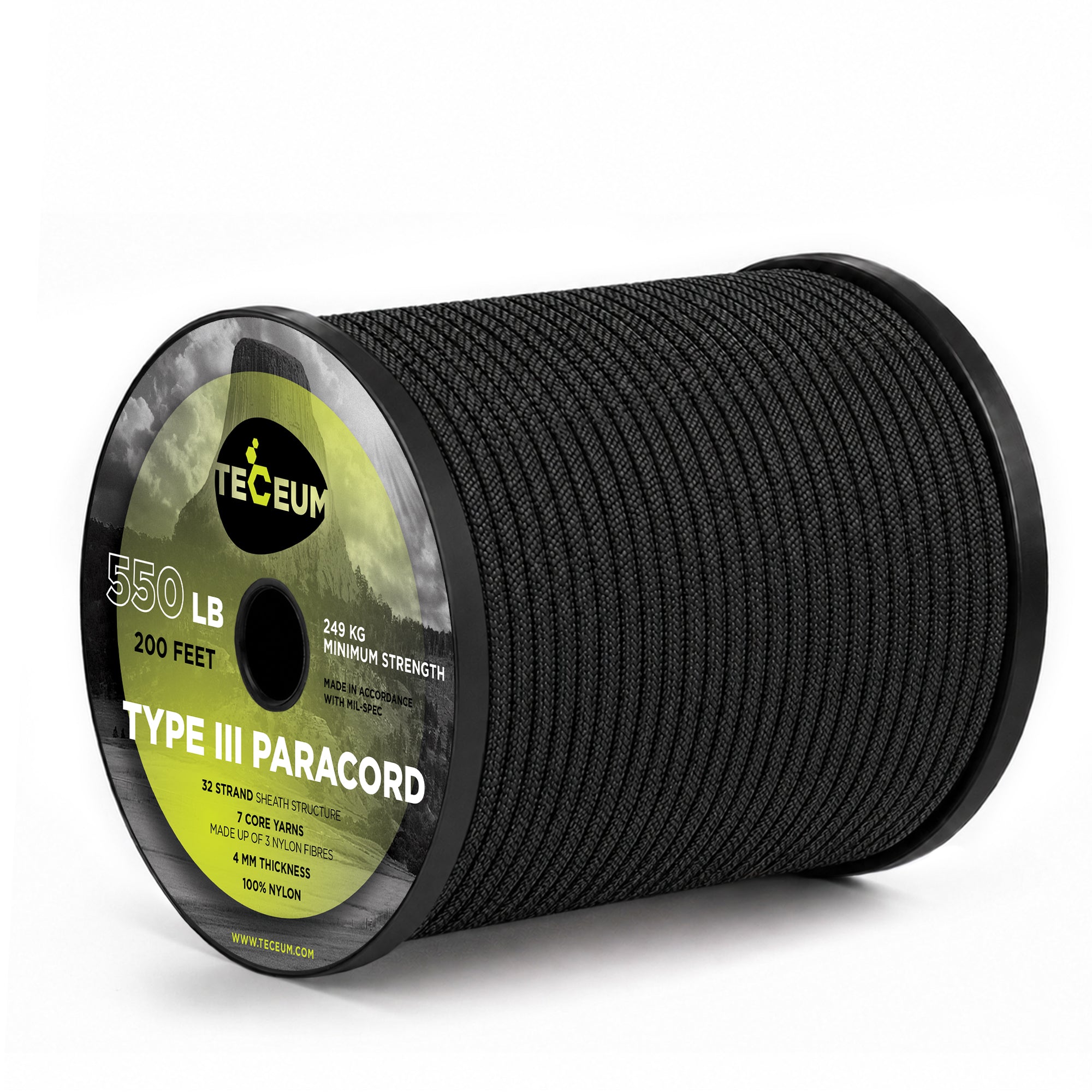 Paracord III 550 Black – 200 ft - image 1