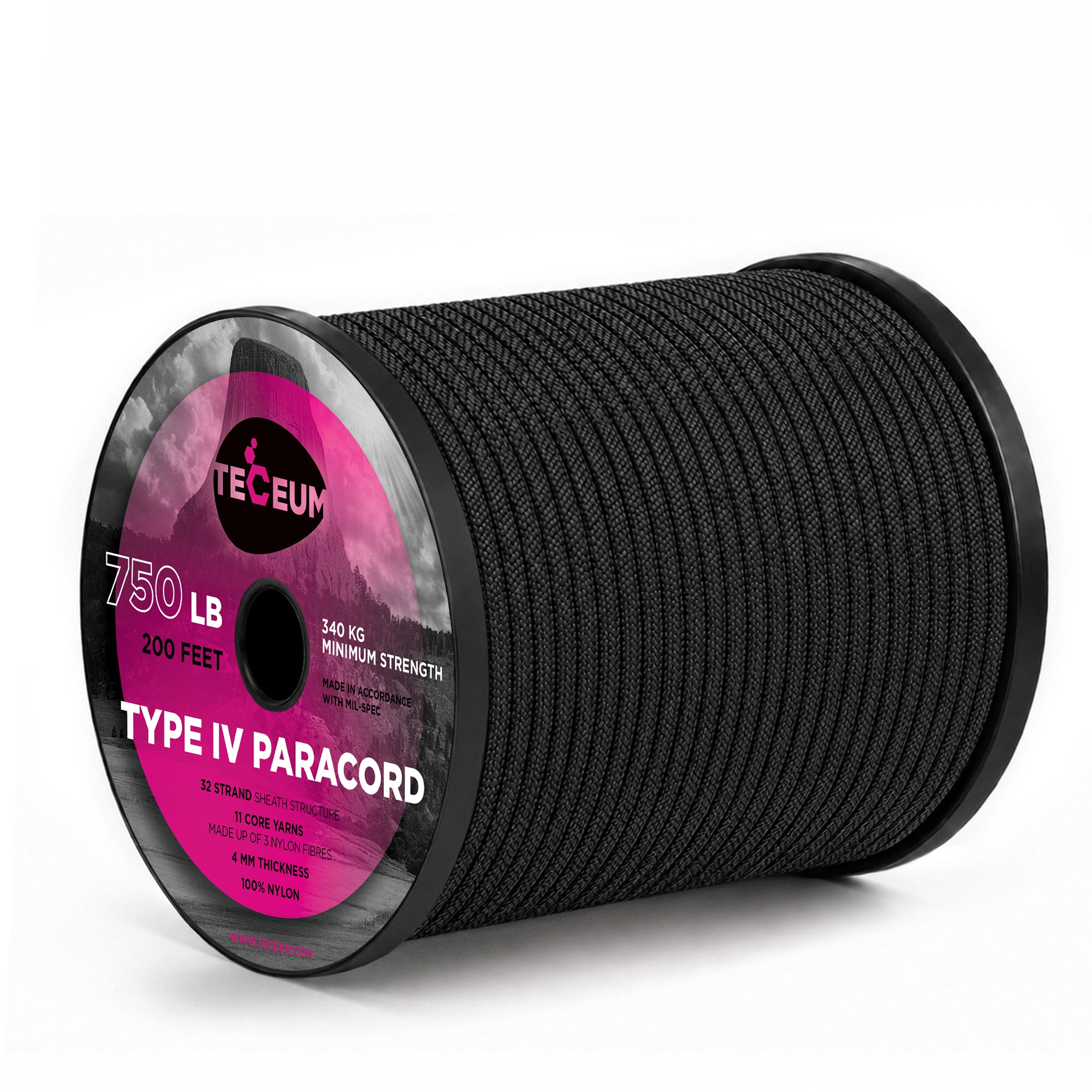 Paracord IV 750 Black – 200 ft - image 1