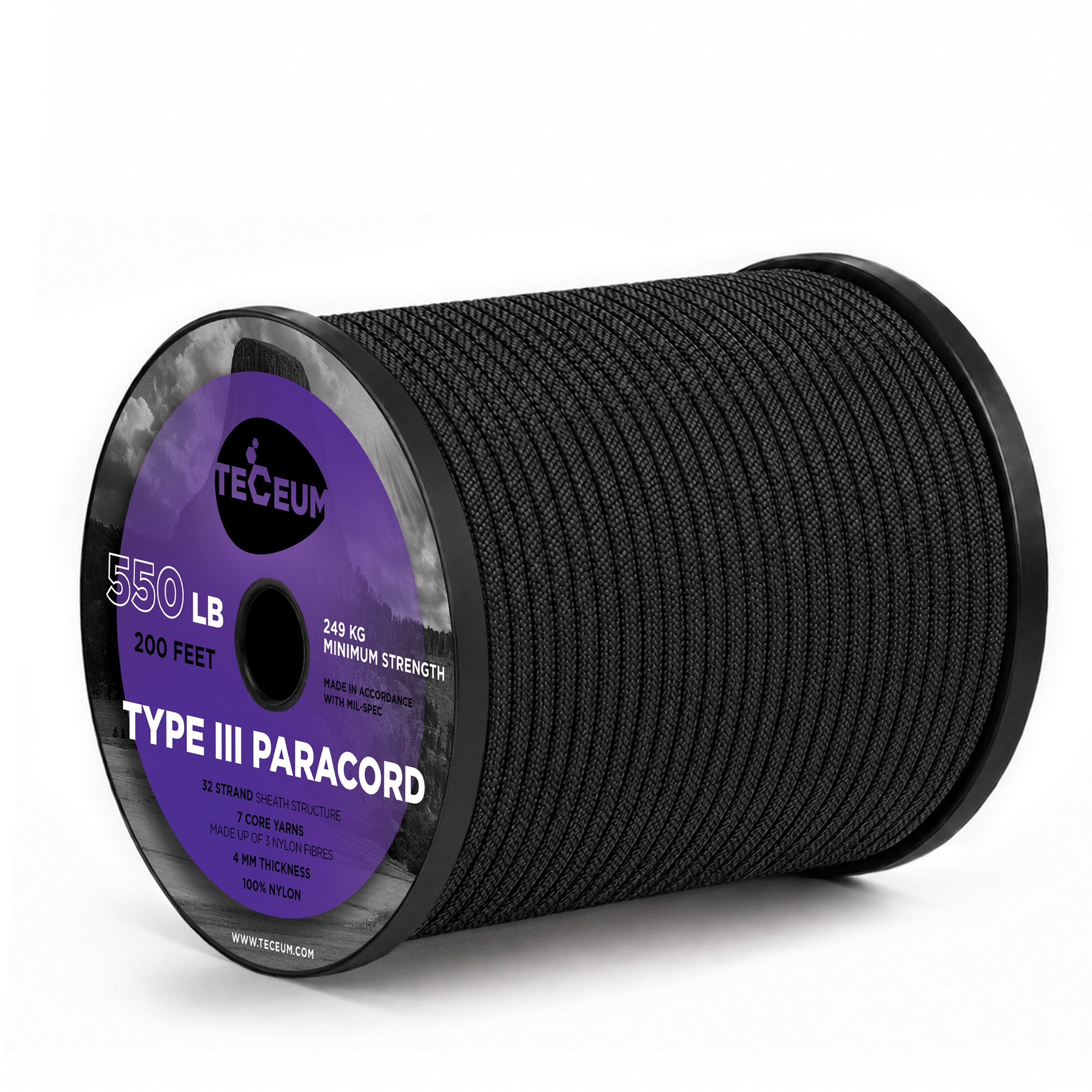 Paracord III 550 Black – 200 ft - image 1