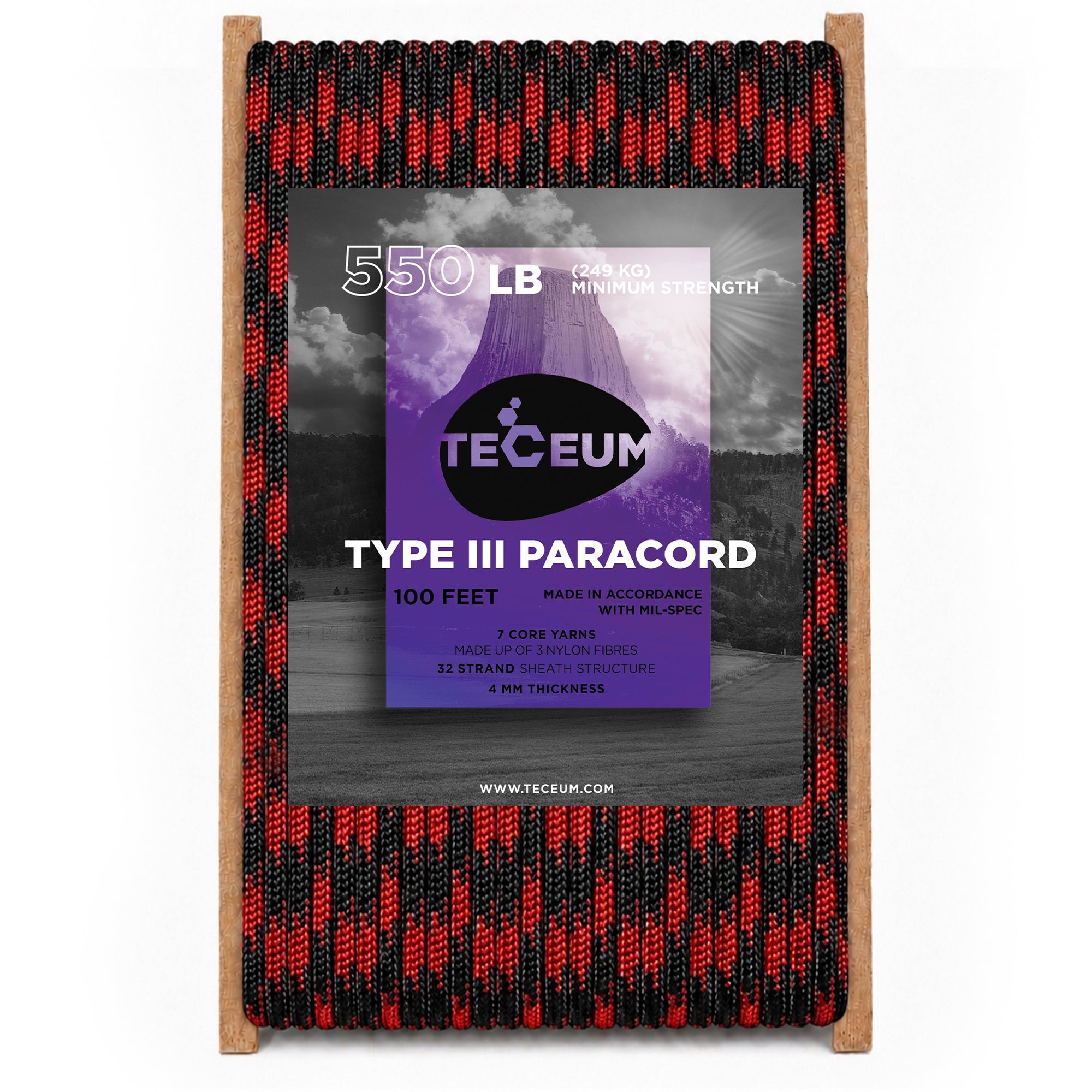 Paracord III 550 Black Widow – 100 ft - image 1