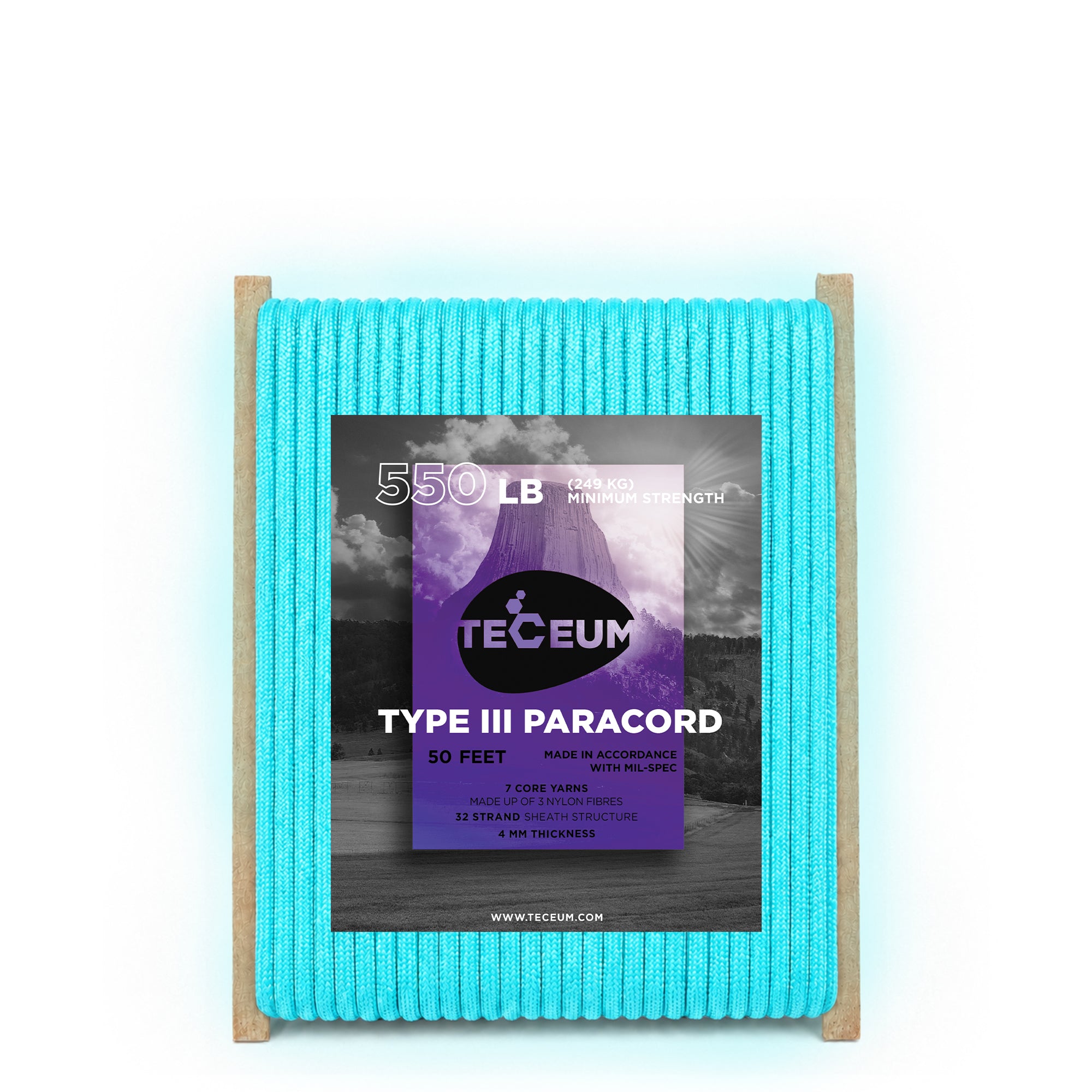Paracord III 550 Blue - Glow in the dark – 50 ft - image 1