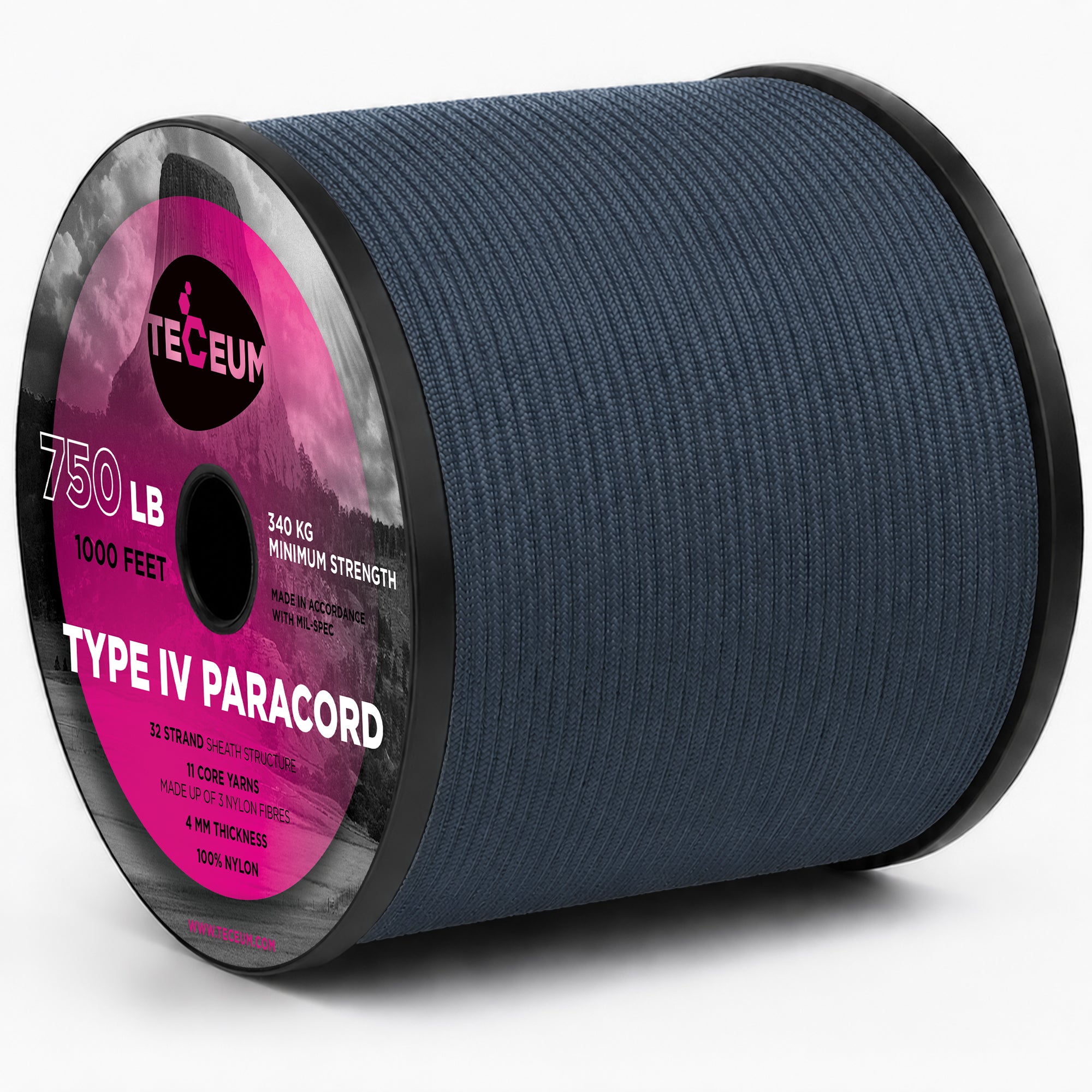 Paracord IV 750 Oil Blue – 1000 ft - image 1