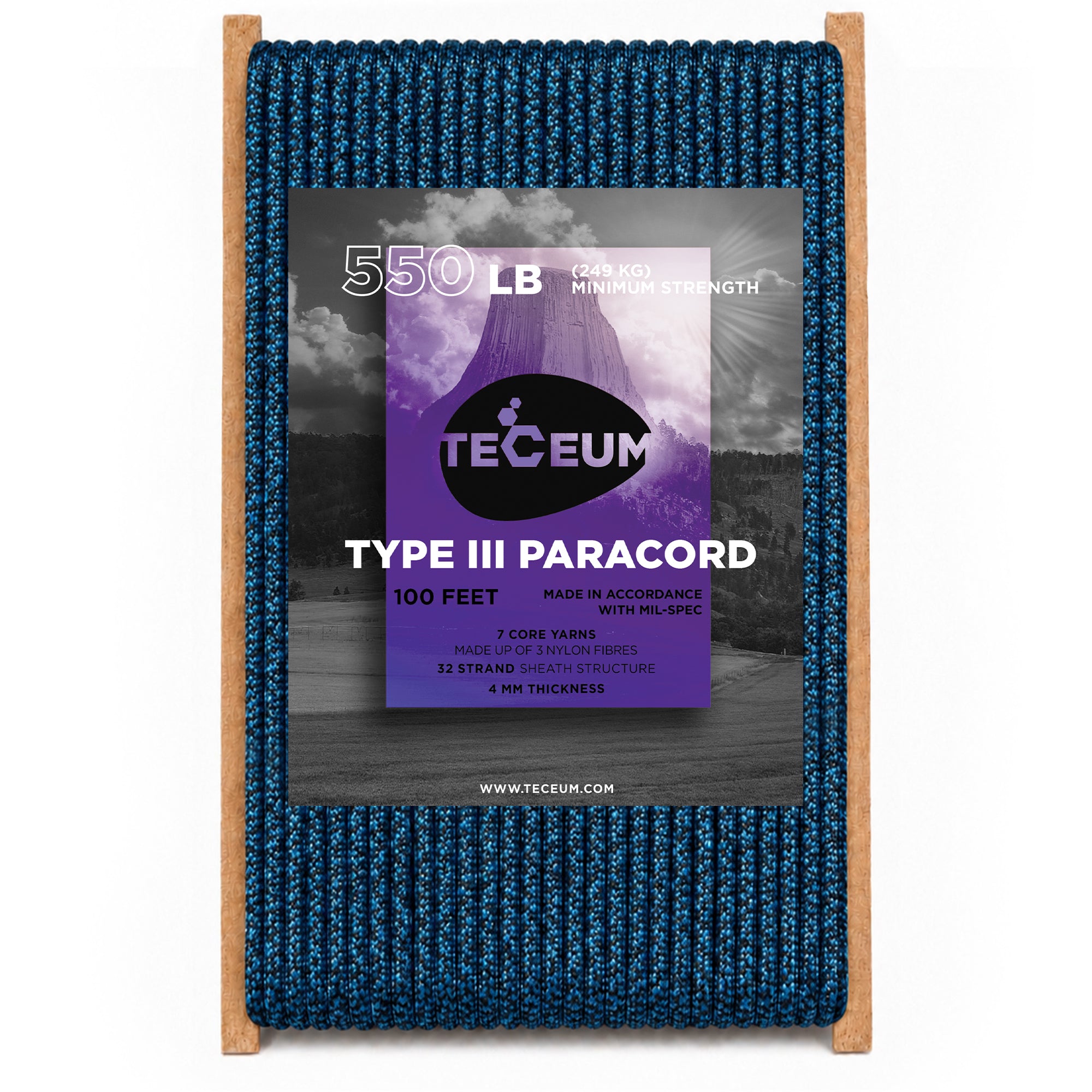 Paracord III 550 Blue Snake – 100 ft - image 1