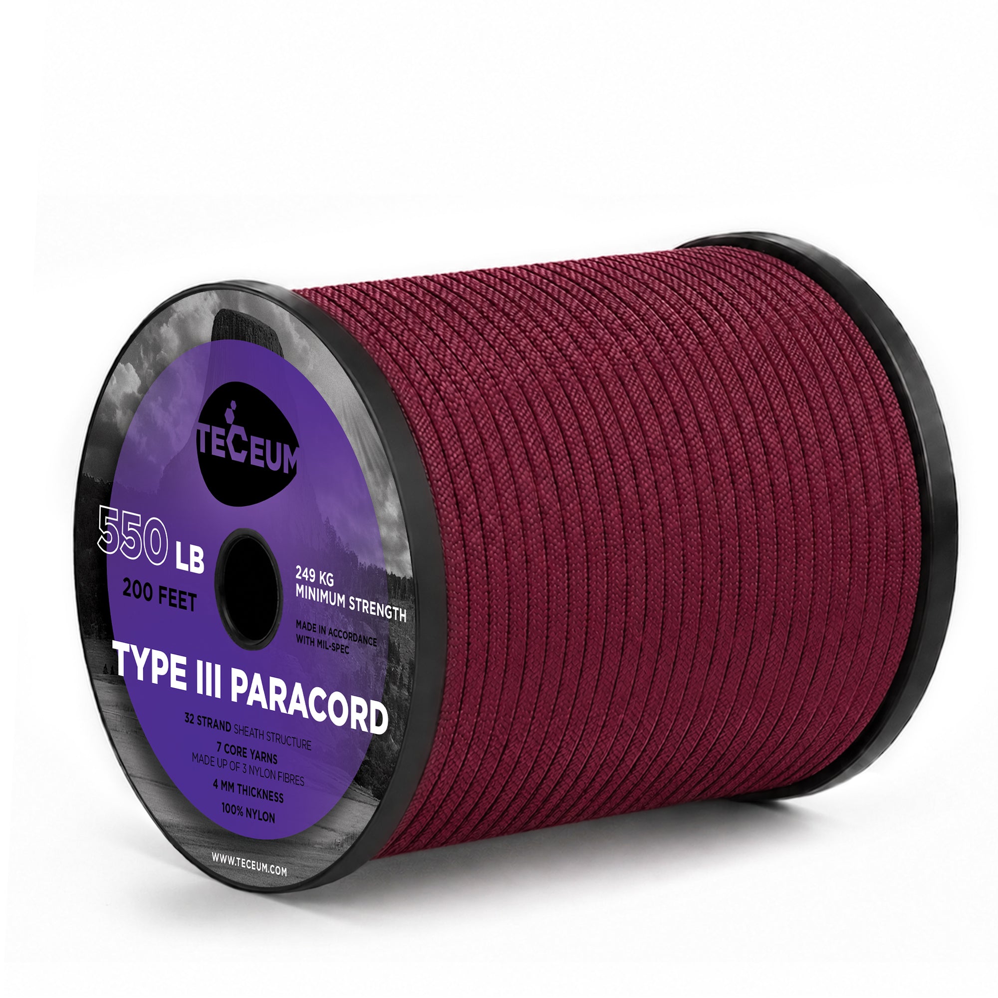 Paracord III 550 Burgundi – 200 ft - image 1