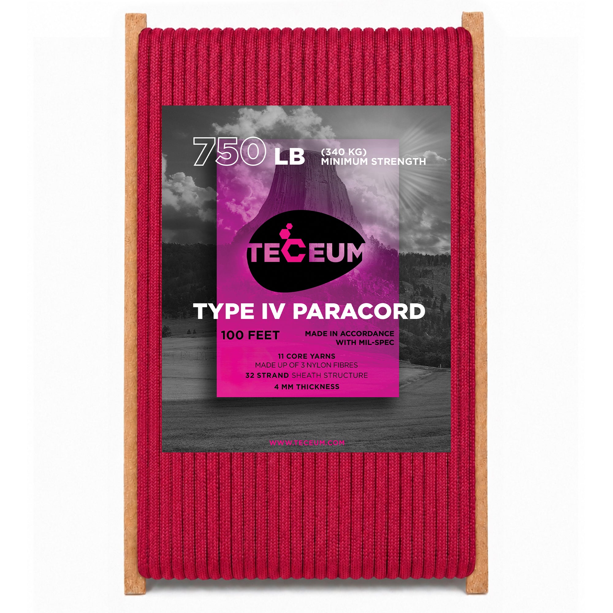 Paracord IV 750 Crimson – 100 ft - image 1