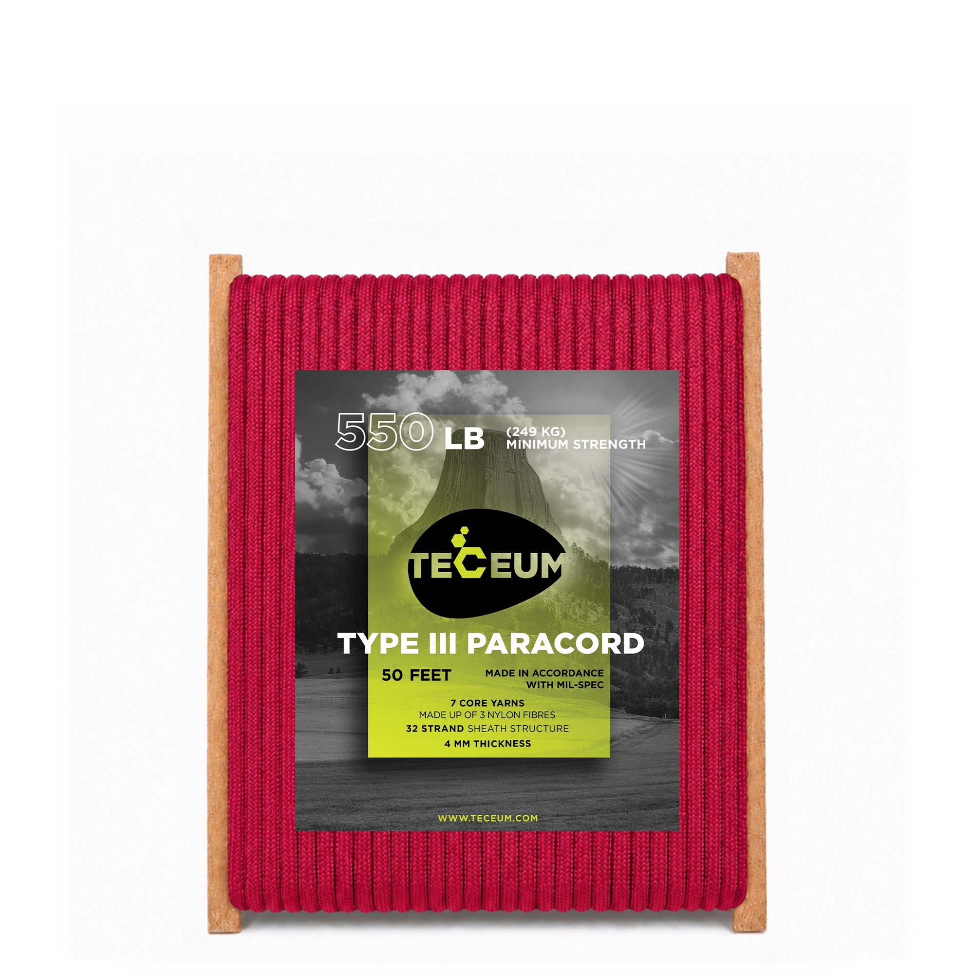 Paracord III 550 Crimson – 50 ft - image 1